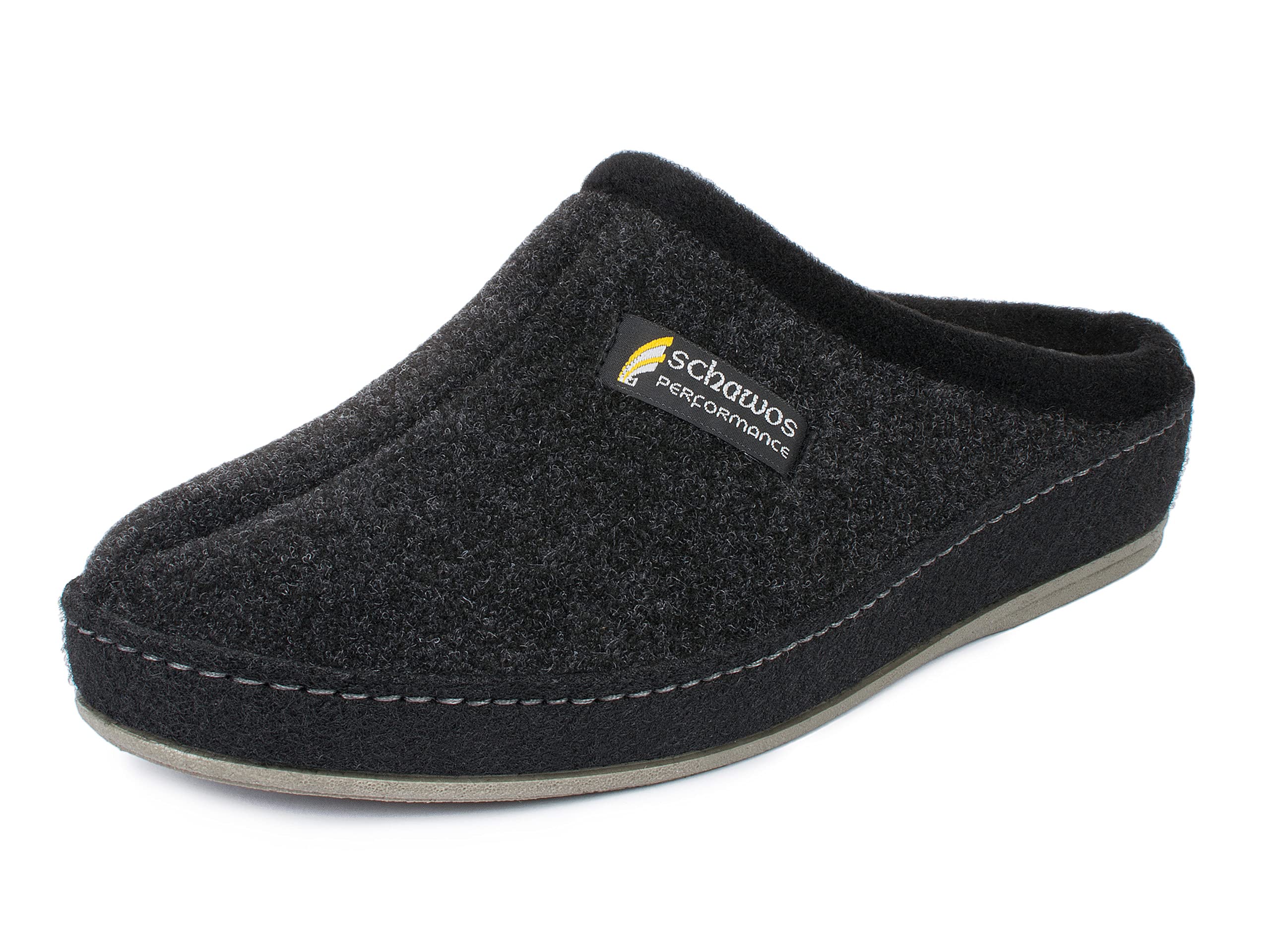 Schawos Zapatillas de estar por casa de fieltro para hombre, de calidad, fabricadas en Alemania, con plantilla anatómica y amortiguación activa del talón