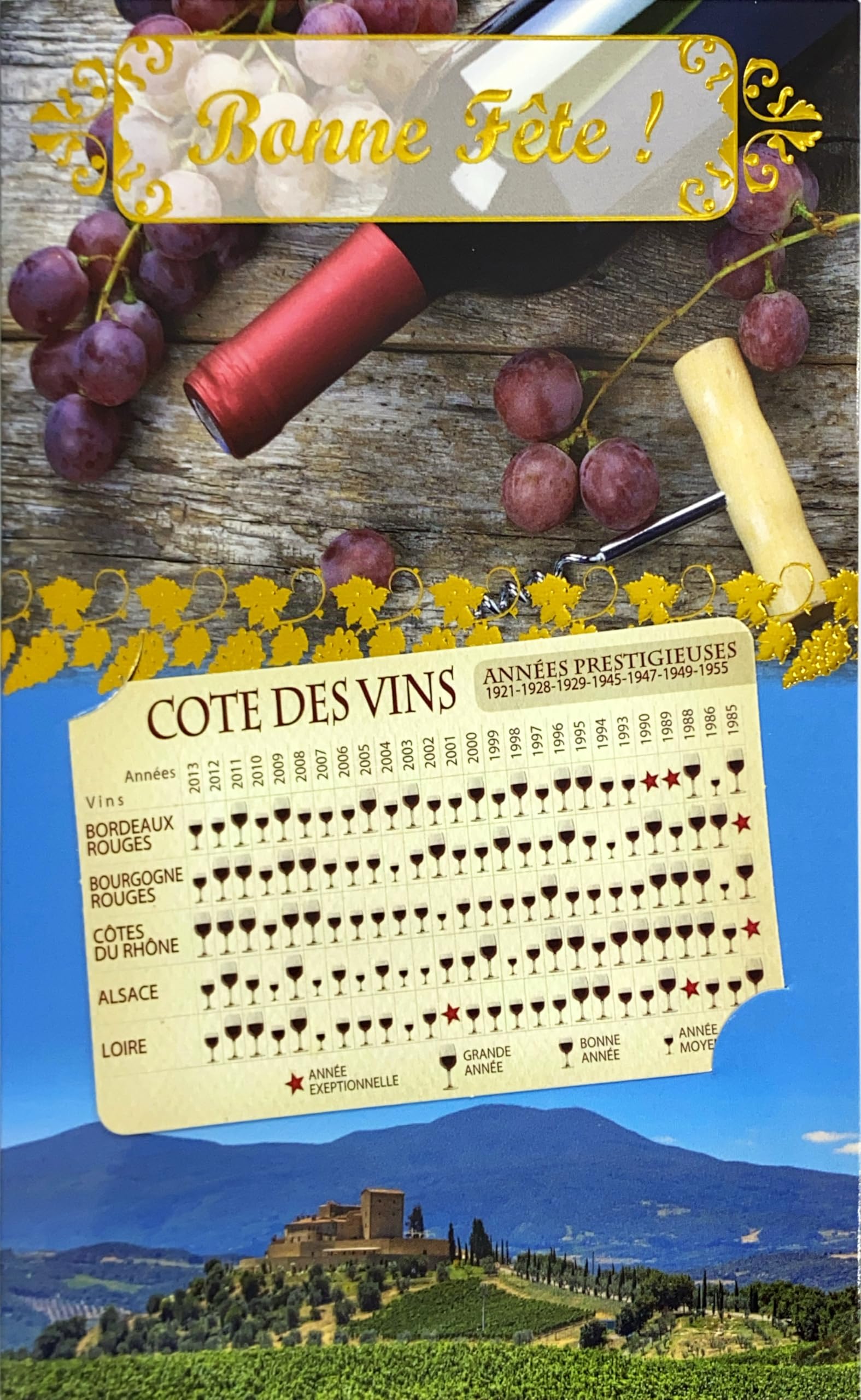 65-1124-ABF Greeting Card with Côte des Vins Rouges French Removable Business Card Format 9 x 5.5 cm with Envelope Format 12 x 17.5 cm Celebrating a First Name Saint Vincent Patron of Winegrowers