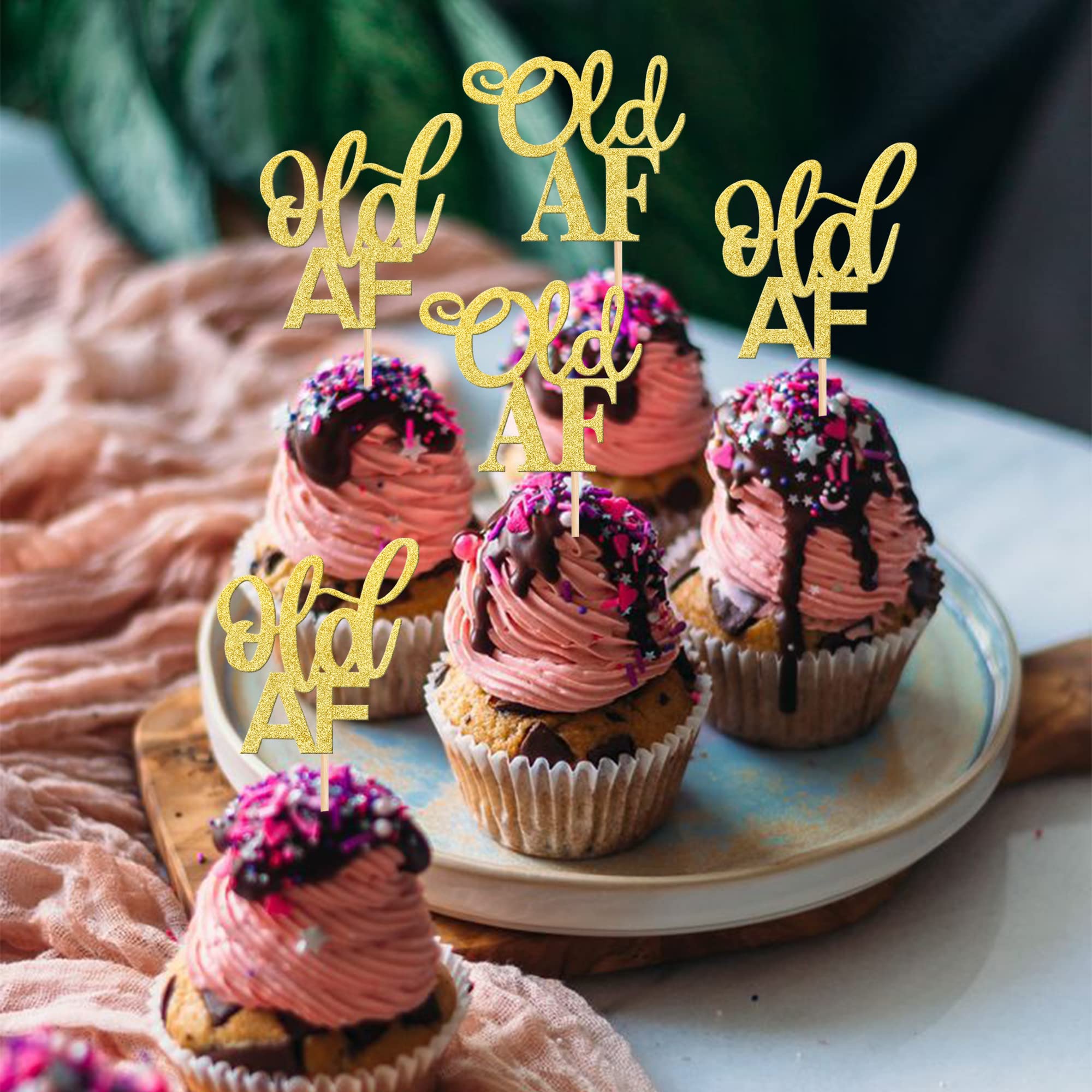 24 Stück Old AF Cupcake-Topper – Glitzernde Deko Für Geburtstag & Mottoparty
