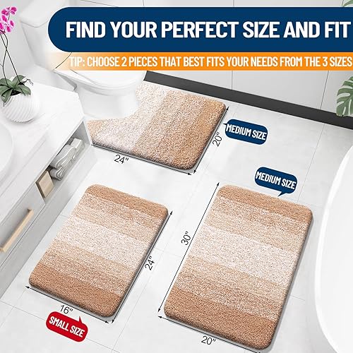 Miniatura 3 de OLANLY - Juego de tapetes para inodoro, de 2 piezas, microfibra, suaves y absorbentes, en forma de U, antideslizantes, lavables a máquina y para