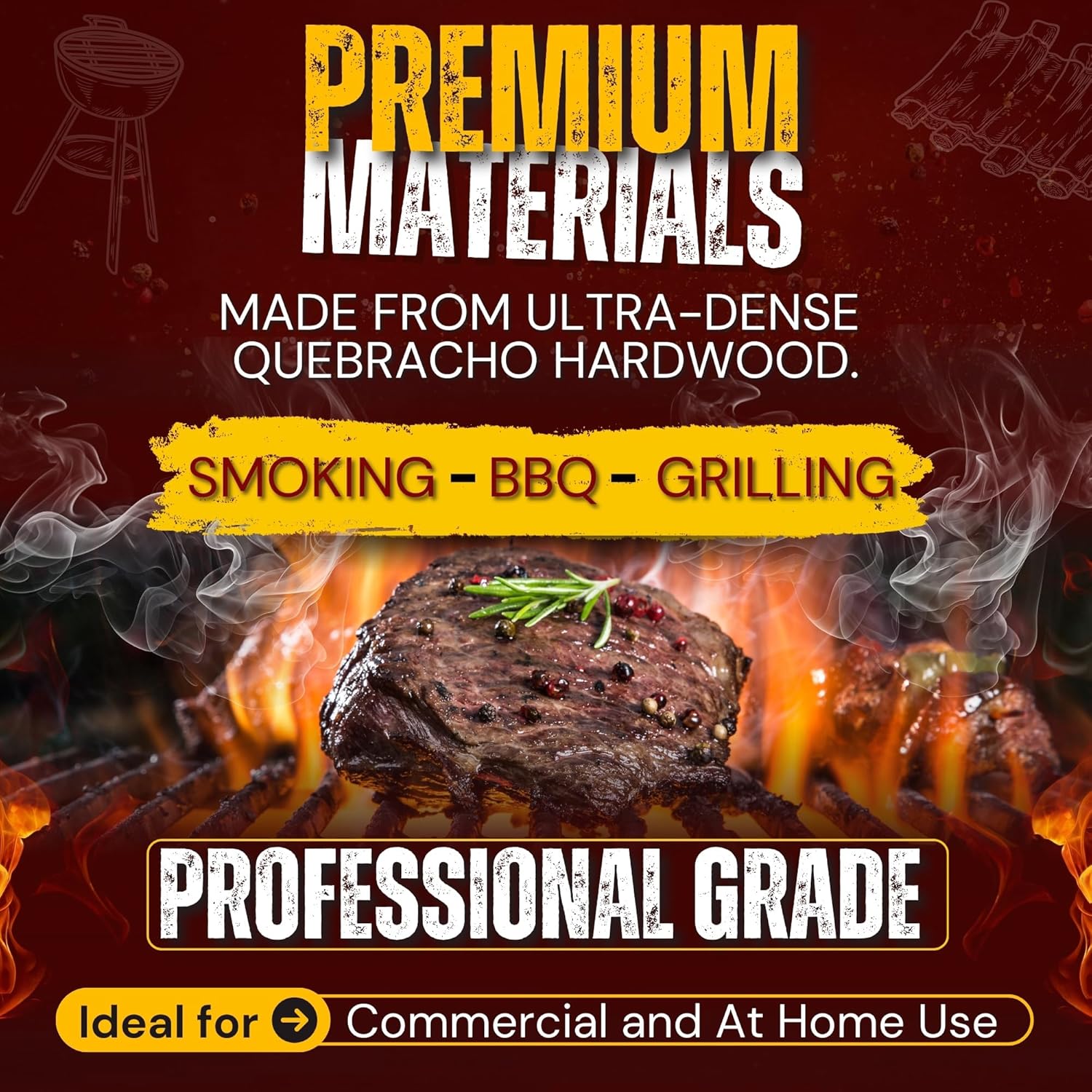 Natural Premium Restaurant Extra Large Lump Charcoal Made from White Quebracho Wood for Grilling and Smoking (33lb)