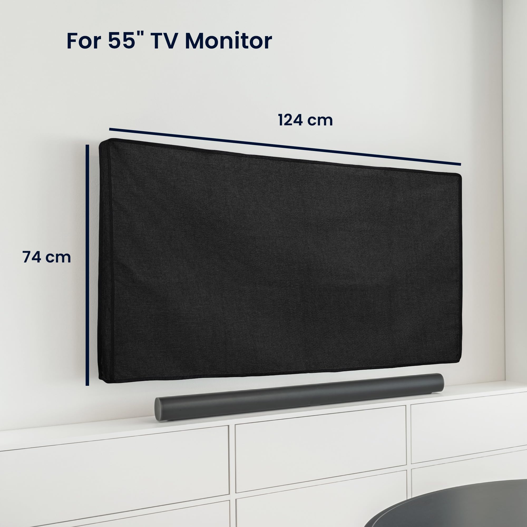 kwmobile 55" TV Abdeckung Indoor - Fernseher Hülle Bildschirmschutz Abdeckung - TV Bildschirm Staubschutzhülle - Fernsehabdeckung - Leinen Schwarz
