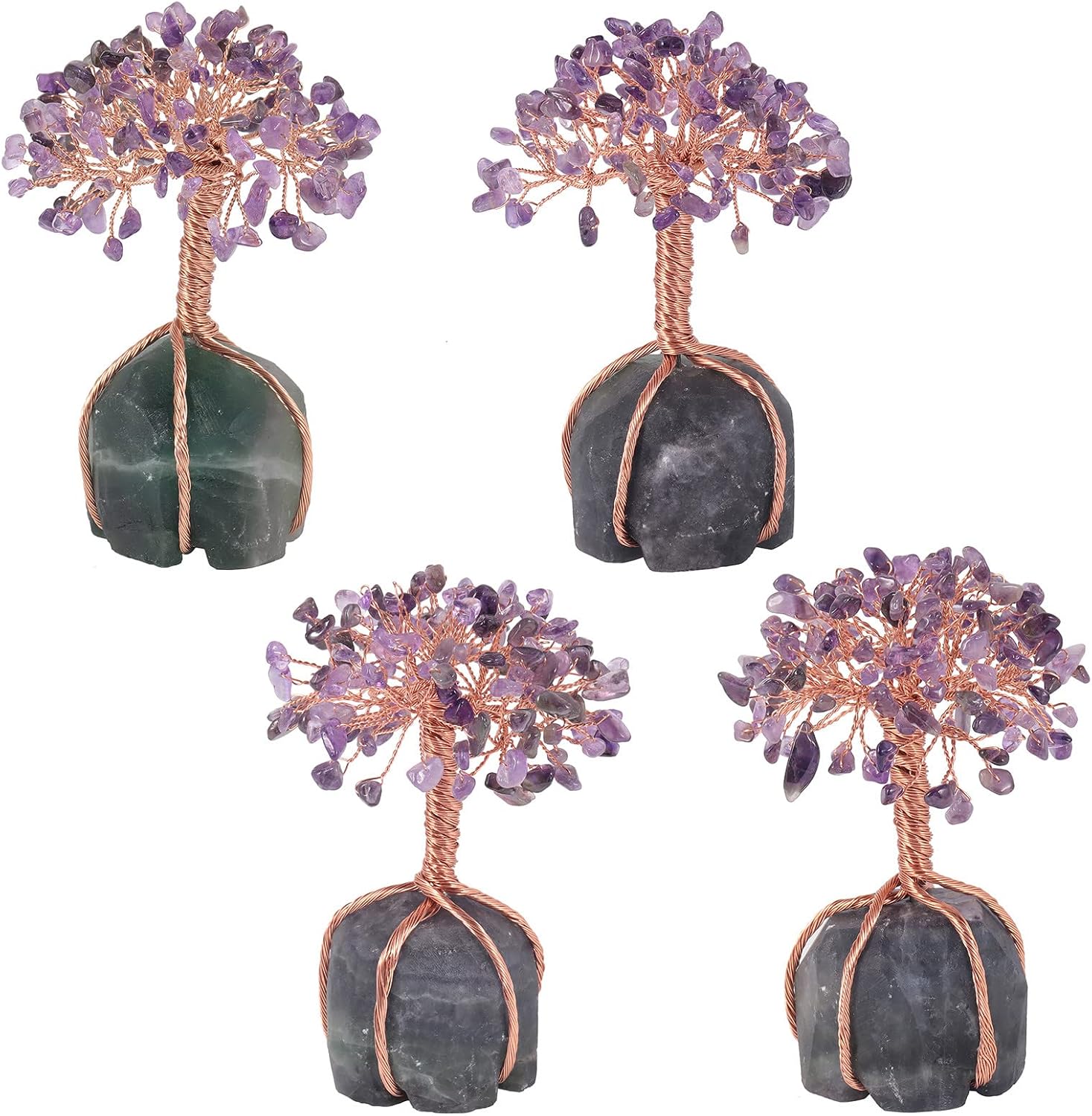 Nupuyai Amethyst Crystal Money Tree with Fluorite Raw Stone Base - Image 5