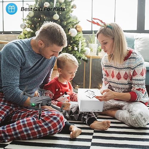 Miniatura 7 de SIMREX Drone con cámara 1080P para niños y adultos, cuadricóptero RC con retención de altitud, mini dron con una tecla de inicio, vuelo de punto de