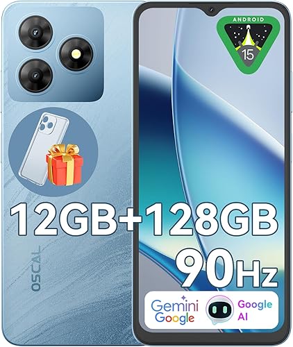 OSCAL Teléfonos Android desbloqueados para teléfono T-Mobile, FLAT 2 Android 15 (2025), 12GB+128GB2TB TF Octa Core, teléfonos Dual SIM desbloqueados