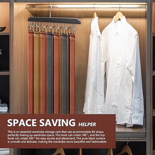 Miniatura 6 de 2 ganchos para cinturón, organizador de cinturón, colgador de cinturón para armario, cuelga hasta 84 cinturones, gancho superior giratorio 360 para