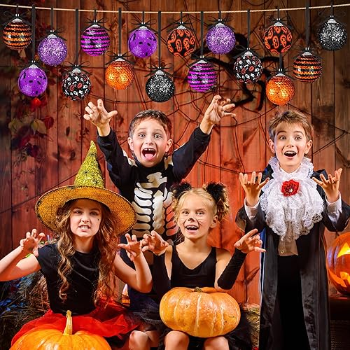 Miniatura 2 de 16 adornos de bola de Halloween para árbol de 2 pulgadas, decoraciones de árbol de Halloween, calabaza, fantasma, murciélago, araña, árbol de
