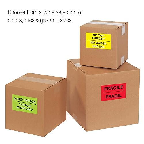 Miniatura 3 de Tape Logic Aviditi Tape Logic - Adhesivo bilingüe amarillo fluorescente de 3 x 5 pulgadas, "No Top Freight/No Carga Encima", para envío,