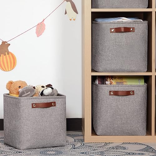 Miniatura 7 de HNZIGE Cesta de almacenamiento plegable, (4 unidades) cestas de almacenamiento para organizar estantes, cestas de tela para almacenamiento, cesta de