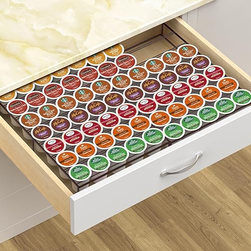 Miniatura 7 de Kssiaz Soporte para tazas K, soporte expandible para cápsulas de café compatible con Keurig K-Cup, organizador de cajones de taza K con capacidad