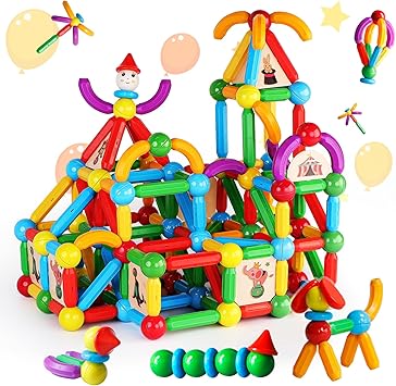 TOKBLOK Magnetic Blocks for 3+ Years Old Girls Boys Magnetic Building Sticks Preschool Educational Learning STEM Toys Montessori Magnet Toys Kids Gift - 76Pcs Starter Set