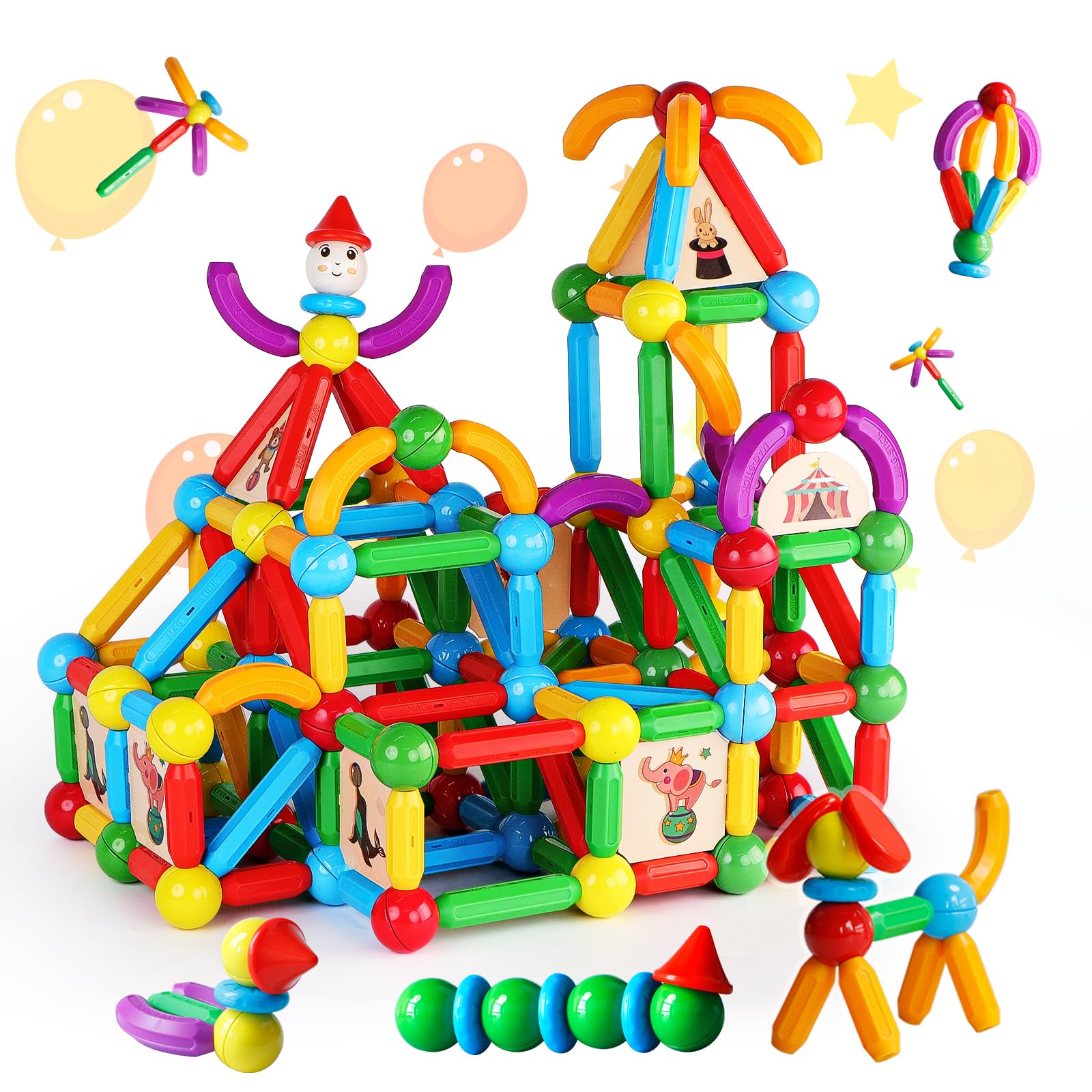 TOKBLOK Magnetic Blocks for 3 Years Old Girls Boys Magnetic Building Sticks Preschool Educational Learning STEM Toys Toddler Montessori Magnet Toys Kids Gift - 76Pcs Starter Set