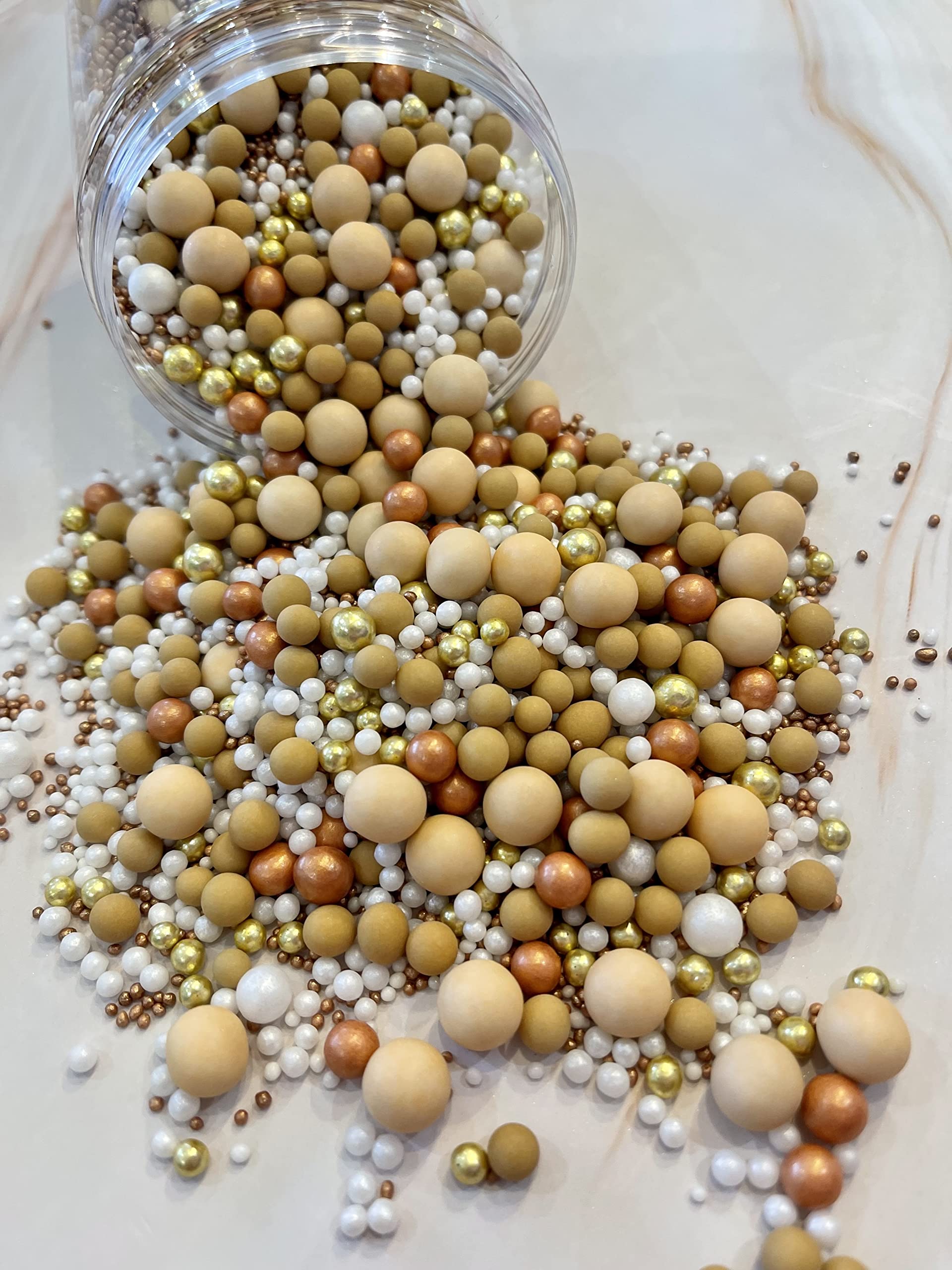 Buy Metallic/Shimmer Balls Edible Cupcake Cake Topper Sprinkles (90G Tub) (Nude Copper) Online