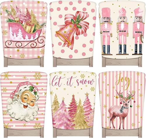 Miniatura 7 de 6 fundas navideñas para sillas de Navidad, fundas traseras para sillas de comedor, fundas para sillas de comedor, para Navidad, comedor, cocina,