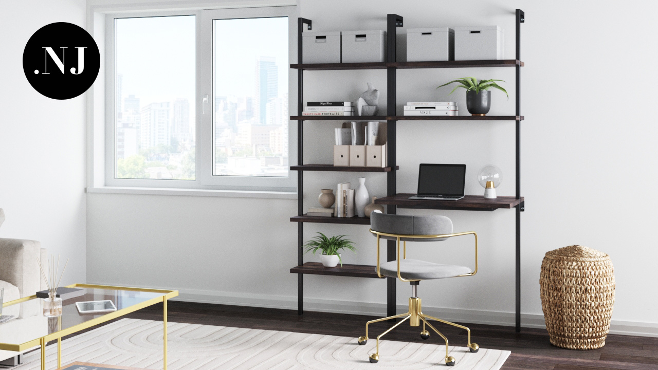 Nathan（ネイサン）ローテーブル ラダーラック Amazon.com: Nathan James Theo 2-Shelf Industrial Wall Mount Ladder