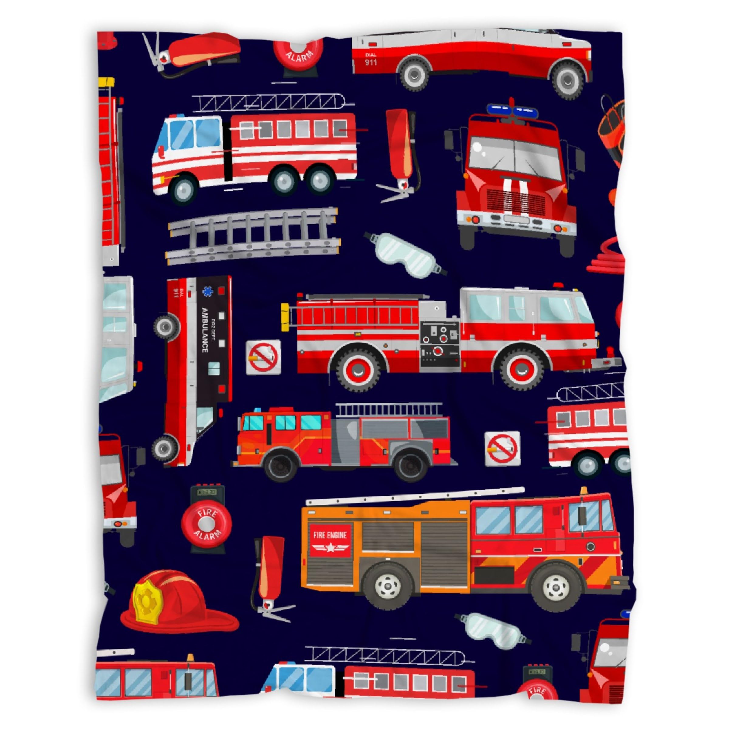 Fire Trucks Firefighter Baby Blanket Gifts for Boys Girls Super Soft Blanket Swaddle Newborn Cozy Receiving Throw Stroller Throw 40x30 in for Puppy