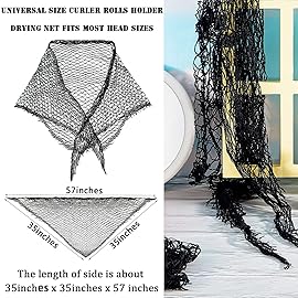 WILLBOND Cotton Triangle Hair Net for Rollers, Women Mesh Hair Net Setting for Sleeping, 35 x 35 x 57 Inches, Black (4)