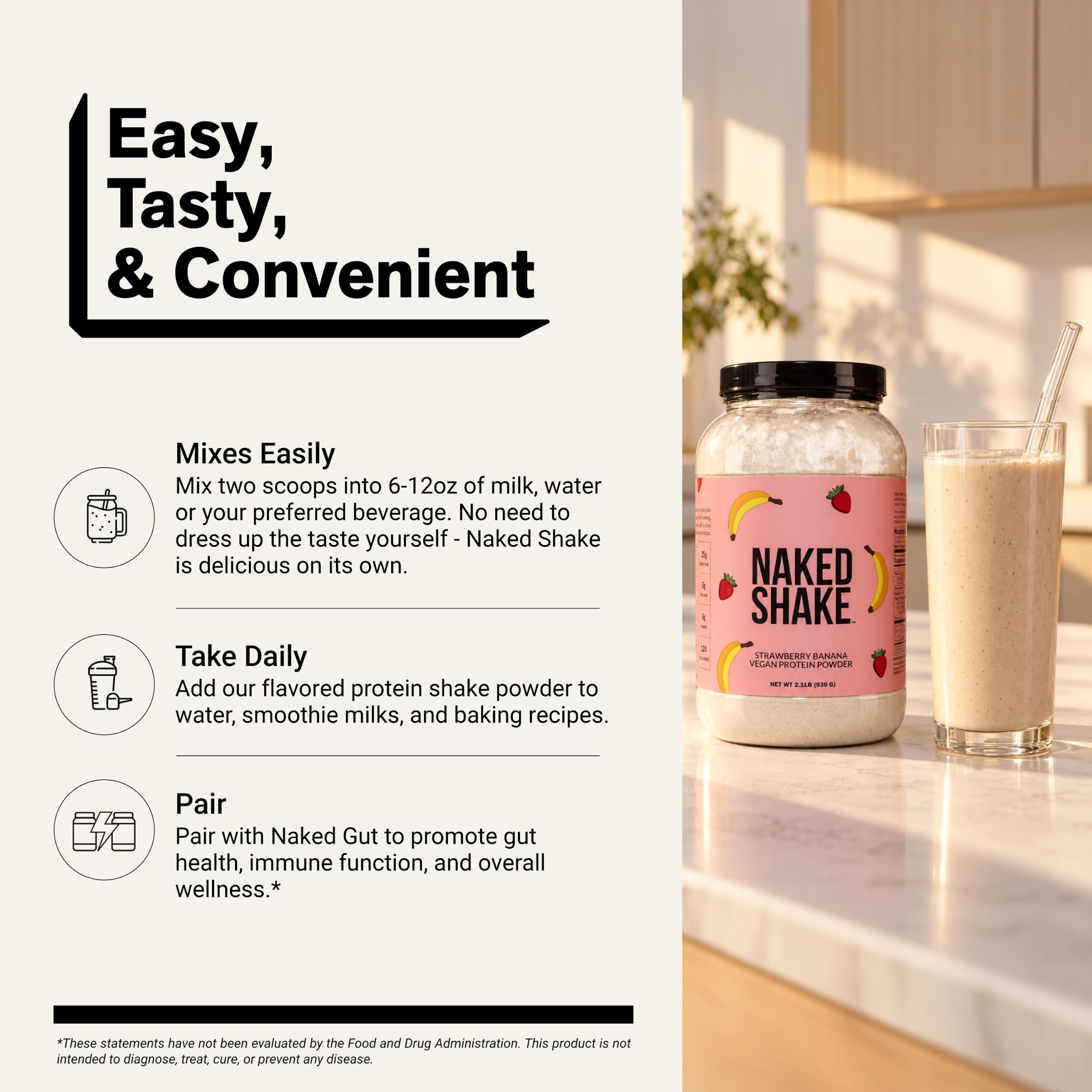 NAKED Shake - Vegan Protein Powder, Strawberry Banana - Flavored Plant Based Protein with Mct Oil, NSF Certified, Gluten-Free, Soy-Free, No Gmos Or Artificial Sweeteners - 30 Servings — Amazon image 7