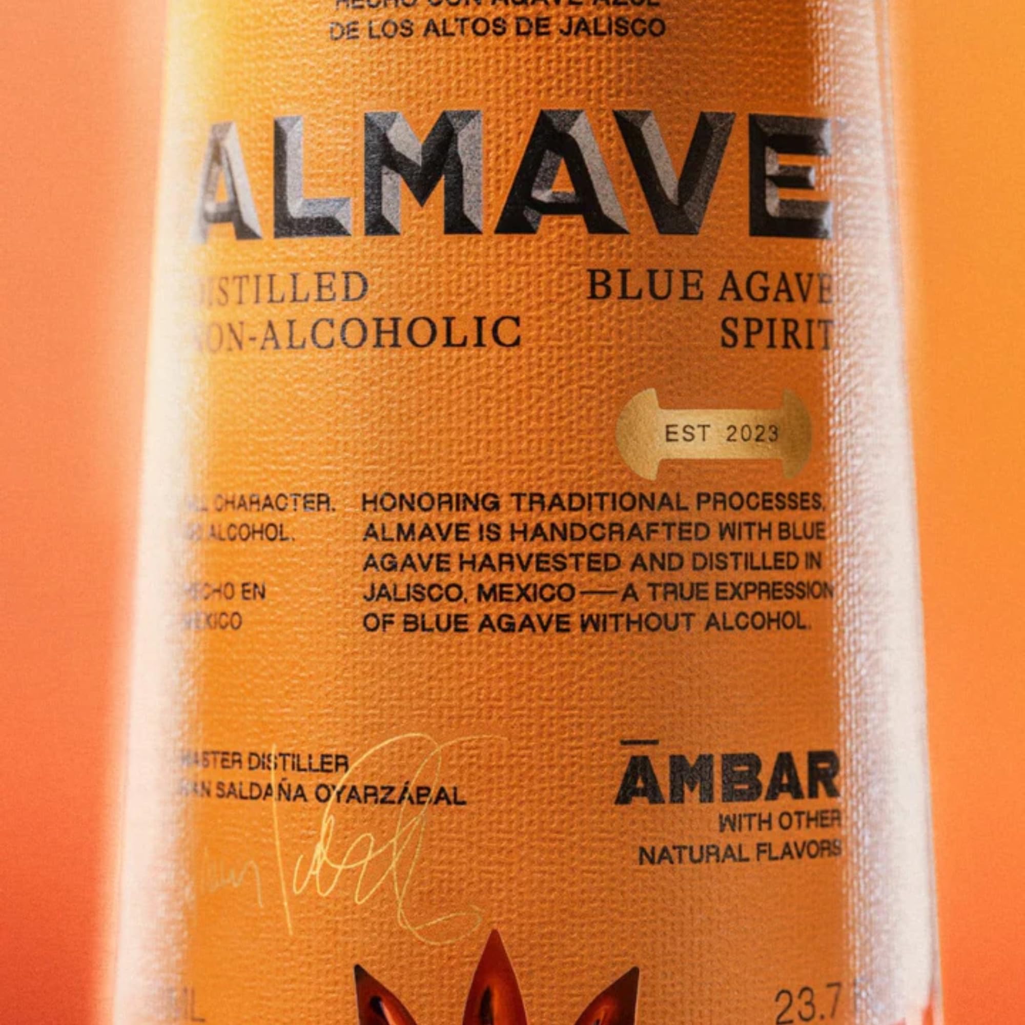 ALMAVE - Ámbar | Spiritueux Sans Alcool à Base d’Agave Bleu du Mexique | Alternative à la Tequila Reposado | Notes de Caramel, Vanille & Bois Grillé | Idéal en Dégustation & Cocktails | 70 cl (Ambar)