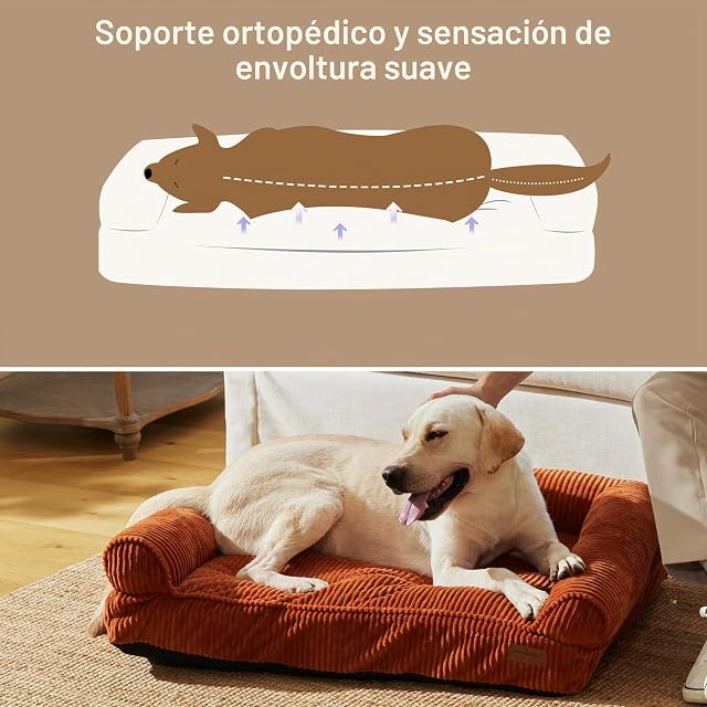 Foto 3 de 8 de FUKUMARU Cama para Perros Grandes, Sofá Esponjoso para Perros con Capa Impermeable de TPU, Tela de Terciopelo