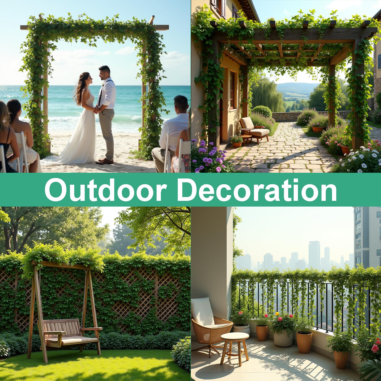 DazSpirit Guirnalda Plantas, Hojas de Hiedra Artificial 24 Piezas, 50.4m Decoración Interior y Exterior, De Jardín, Valla, Hogar, Boda, Escalera