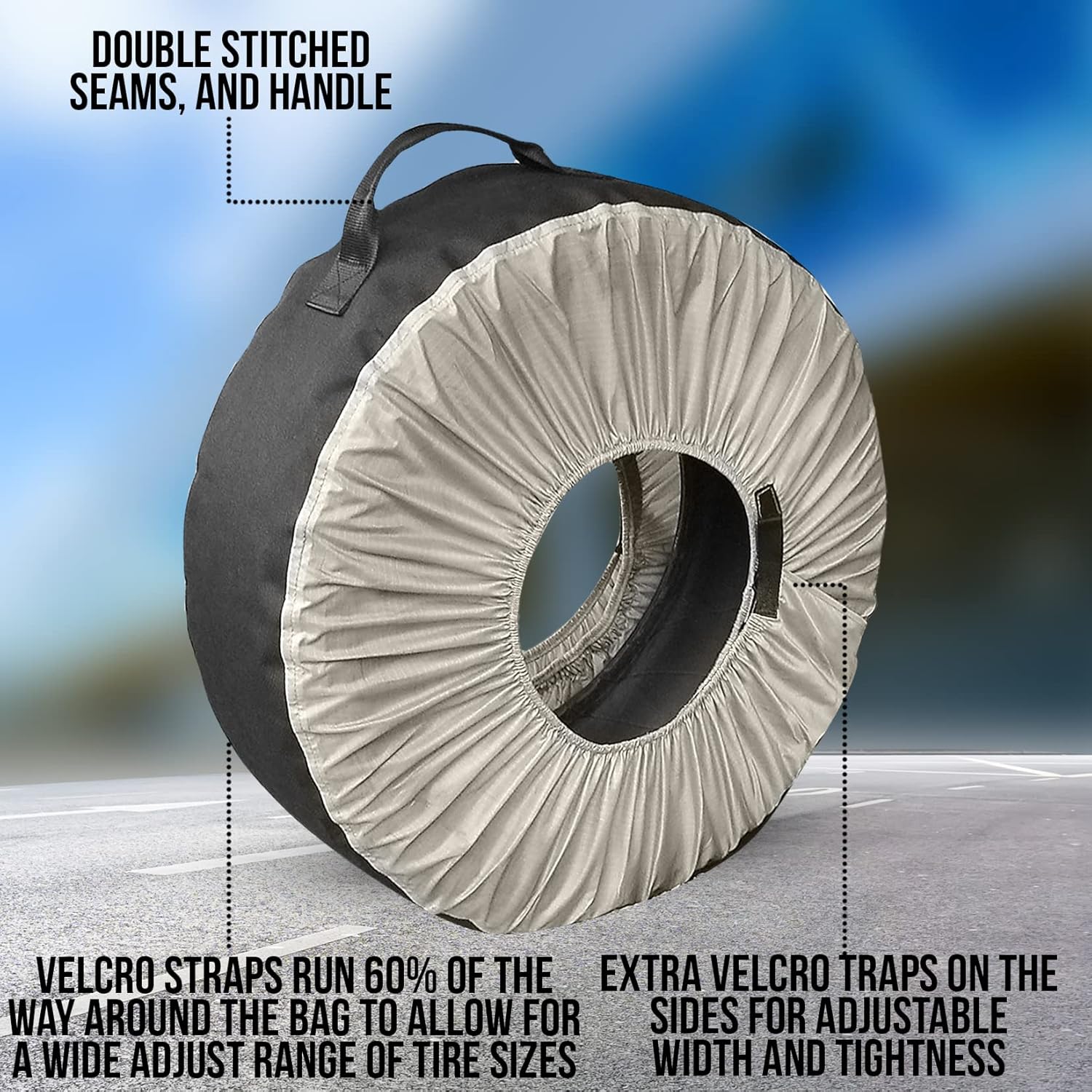 Tire Totes, Bags, Seasonal Storage and Easy Transportation for Tires from 15'' to 31'' - Set of 4 Bags (One Size Fits All) (V1.1)