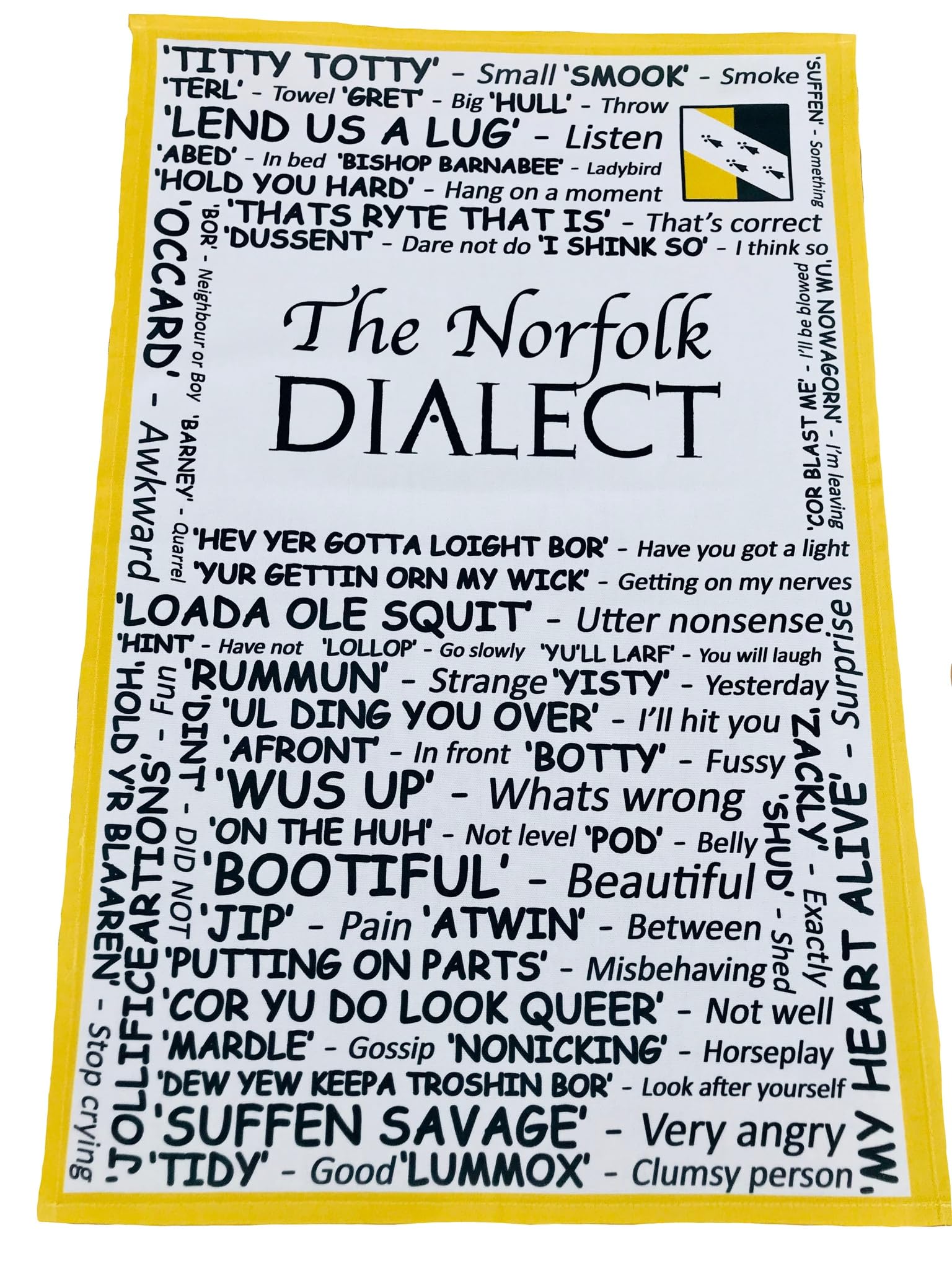 D&A Gifts Norfolk Dialect Tea Towel 100% Cotton - Great Norfolk Gift - NF-TT
