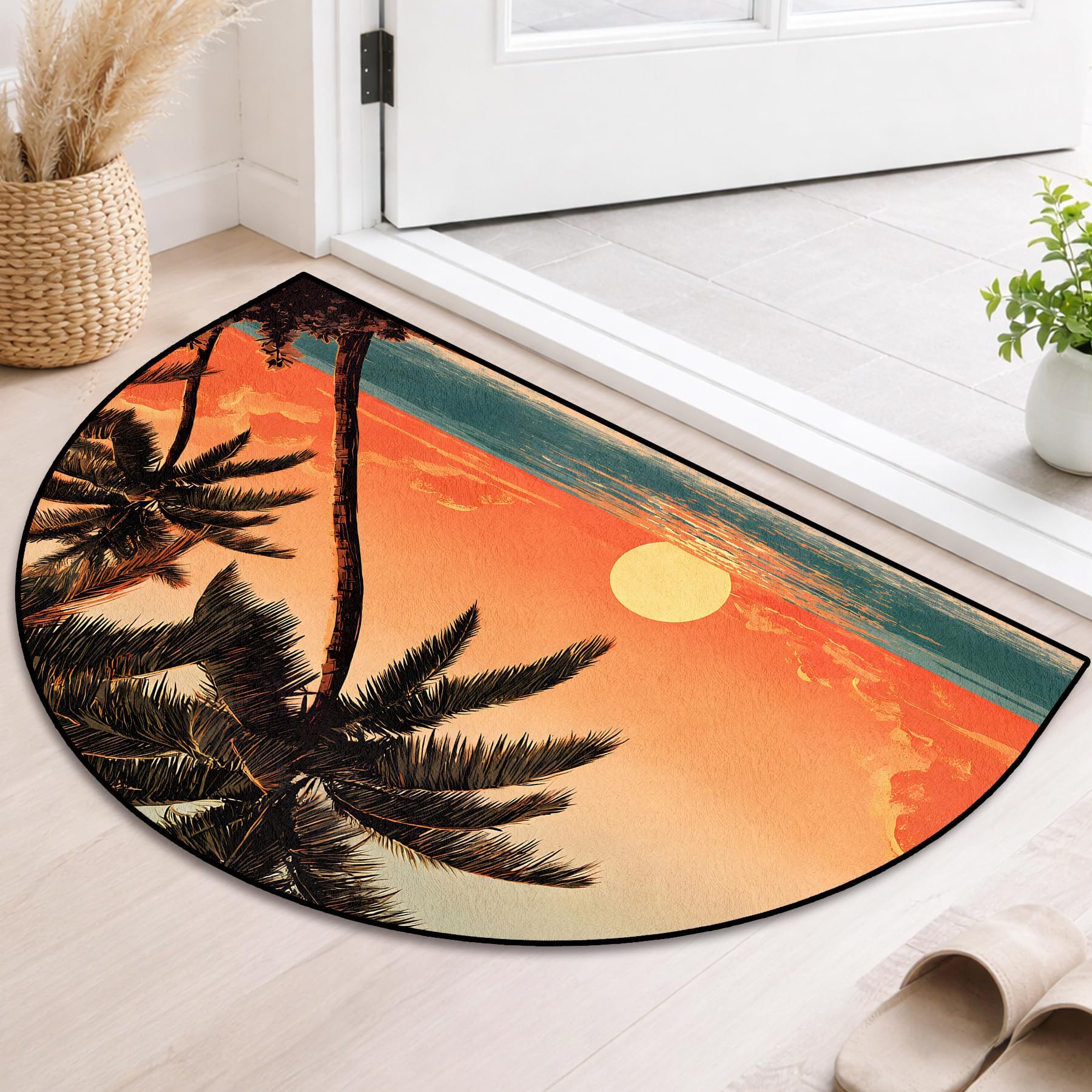 BVBOX Half Round Area Rug 24"×36" - Soft Washable Indoor Carpet Outdoor Doormat Entrance Bedside Rug Bedroom Entryway Kitchen Bathroom Door Mat