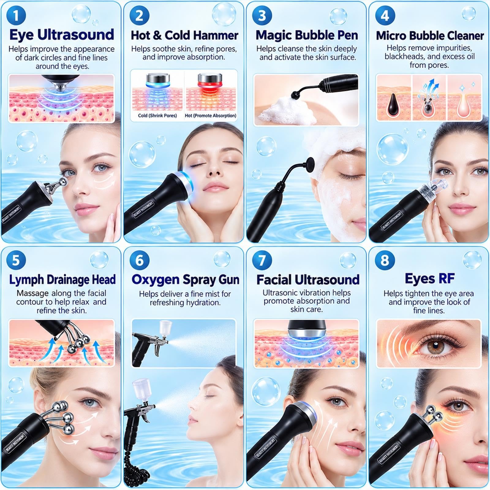 Macchina Professionale Aquas Peeling 10 in 1 Cura Viso Idrogeno Ossigeno