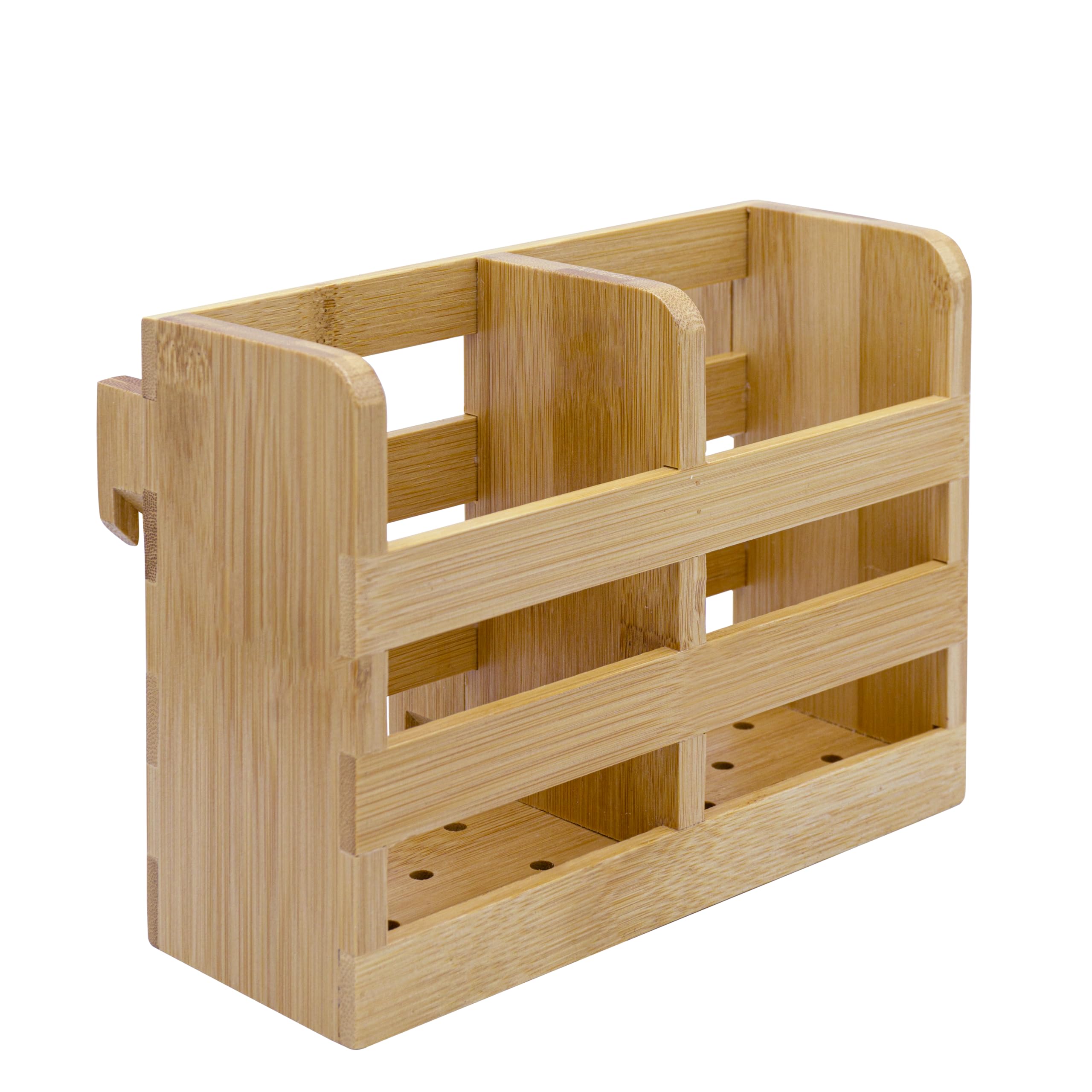 Bambüsi Soporte para utensilios de bambú para escurridor de platos, cubertería y utensilios, se adapta a estantes de secado de platos de bambú, natural