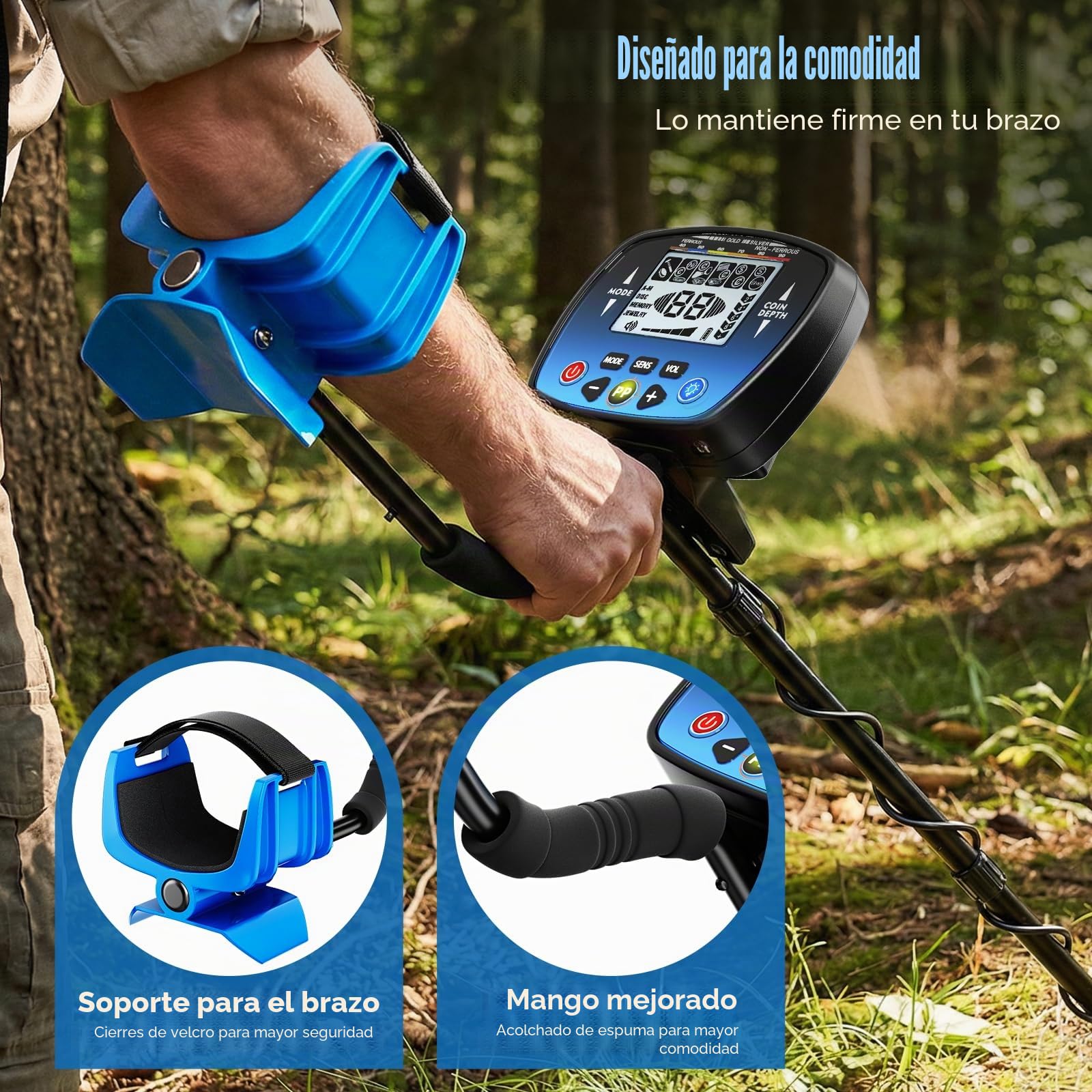 Detector de Metales Profesional para Adultos y Niños, Impermeable para Oro con Modos Pinpoint y Terreno, Emparejamiento Rápido, 5 Modos, Alta Precisión, Ligero y Fácil de Usar