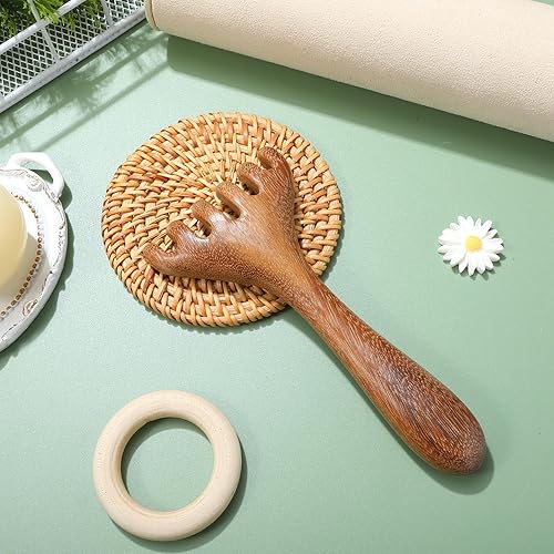 Miniatura 8 de Peine masajeador de madera, 6 garras Meridian Massage Comb masajeador de pies con mango largo para cabeza, espalda, piernas y pies, circulación