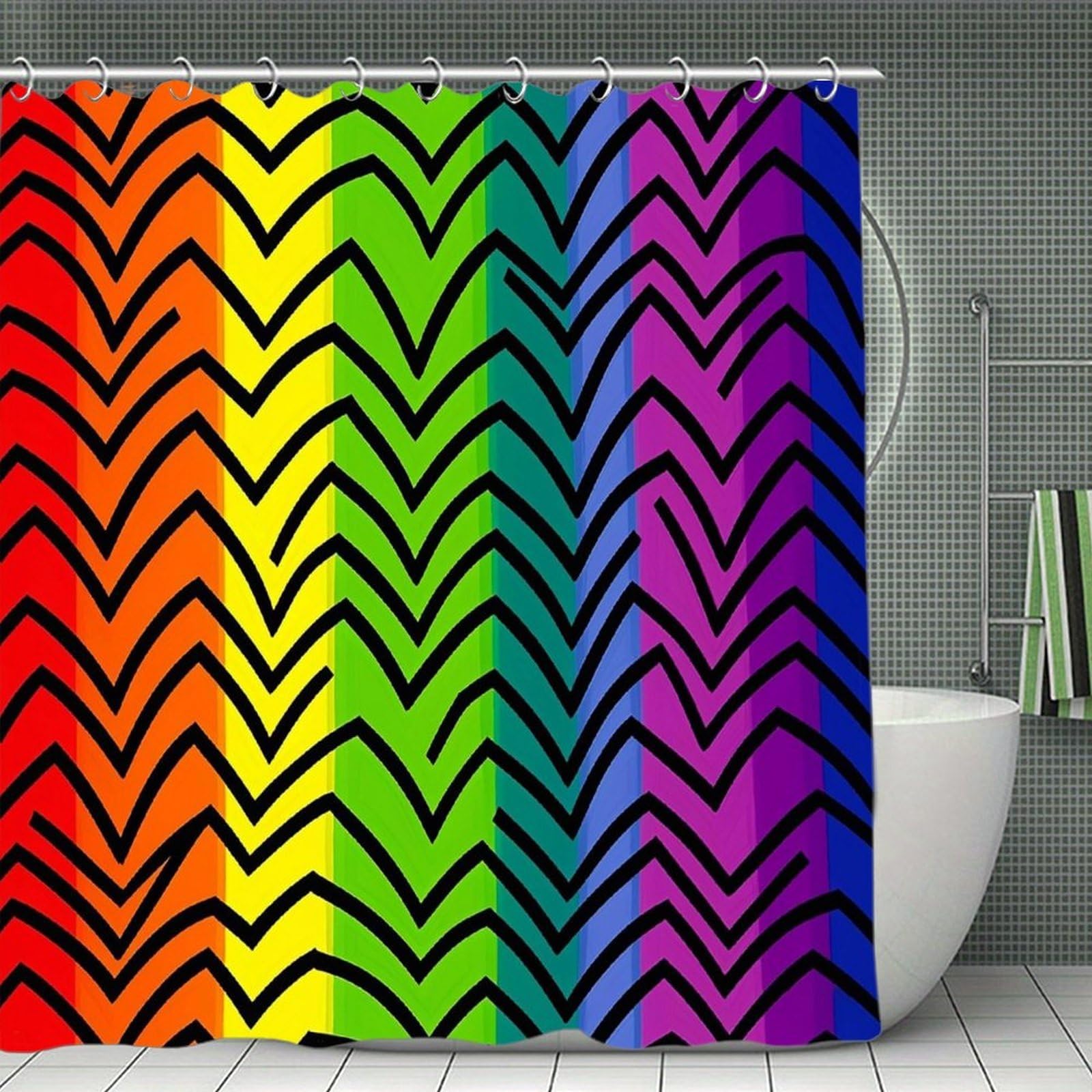 FekiLoot Gay Pride Rainbow Shower Curtain Minimalist Aesthetic Bath Curtain with Hooks Simple Water Resistant Bathroom Shower Curtains Cute Blackout Privacy Curtains Cloth Curtain