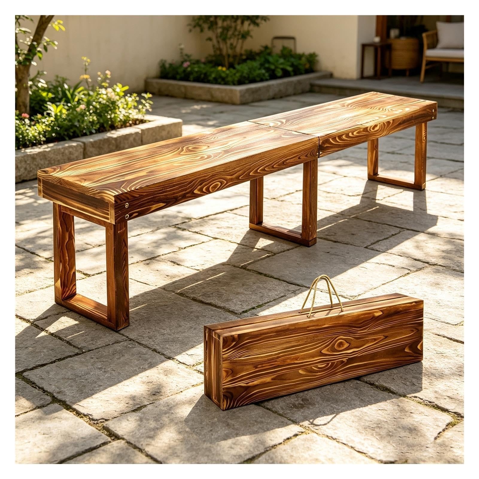 Panchine da Esterno Panca Palestra Pieghevole Con Maniglia | Panca da Giardino Legno Ricevimenti, Grigliate, Giardini