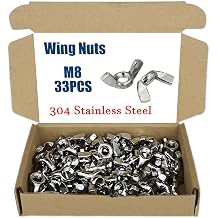 ELEFOCUS 33 PCS Wing Nuts M8 304 Stainless Steel Fasteners, Butterfly Wingnuts, Hand Twist Secure Fastener, Tighten Hardware, Wing-Nut, Standard Metric Size Wing nut M833 PCS