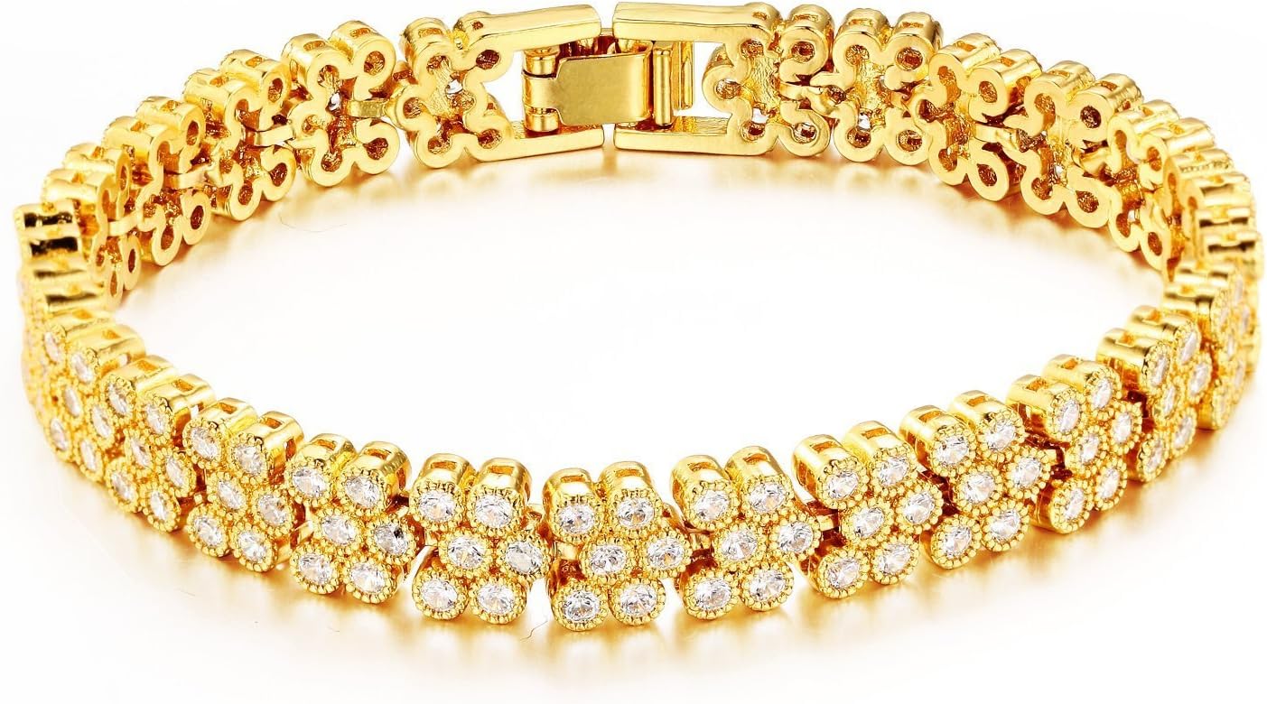 APIko Crystal Bangle Bracelet 18k Gold Plated Fashion Bling Jwellery Exquisite Gift for Women