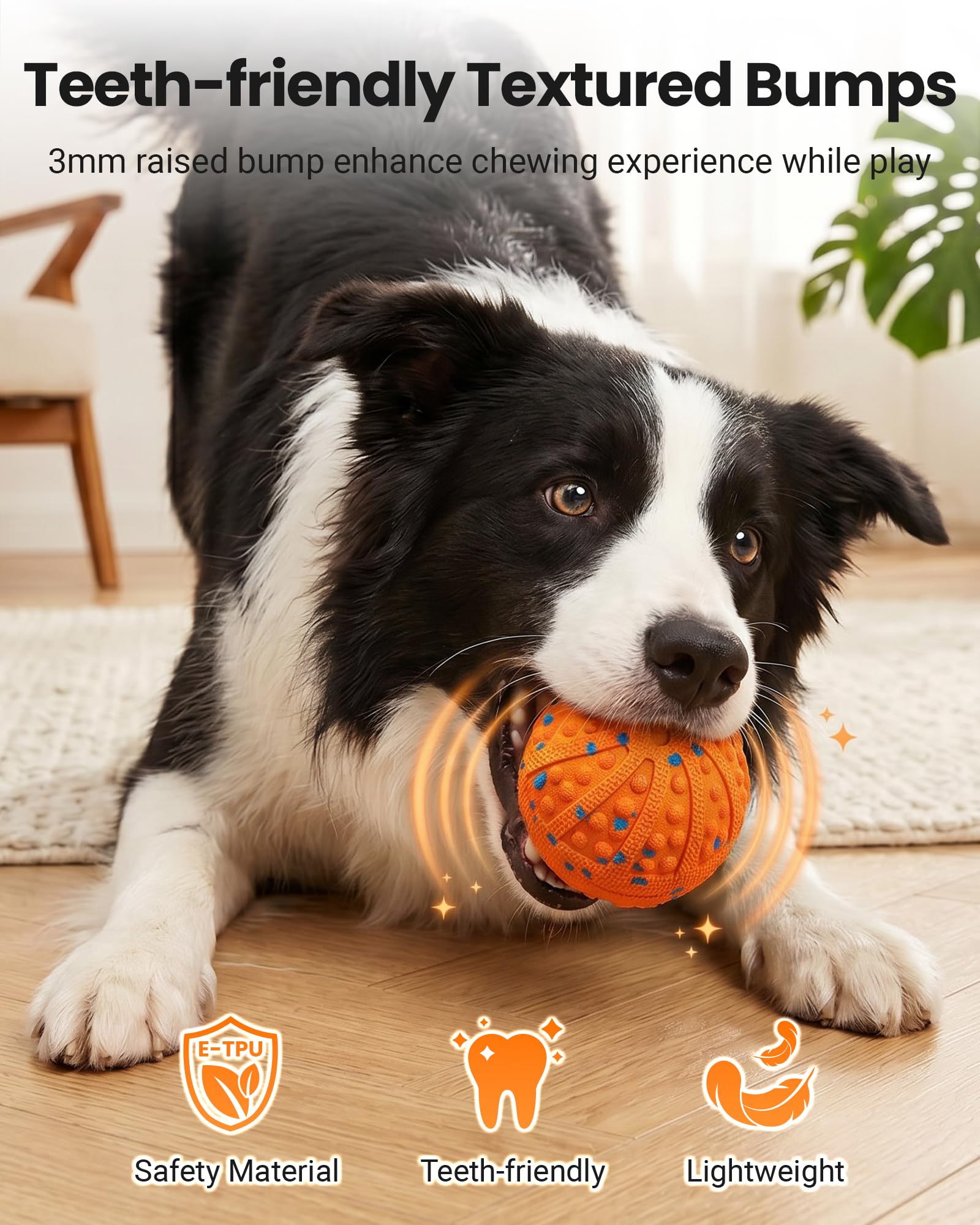 Juguetes interactivos para perros con protuberancias amigables con los dientes, 3 modos, material ETPU | Bolas interactivas automáticas recargables para perros medianos y grandes para mantenerlos ocupados