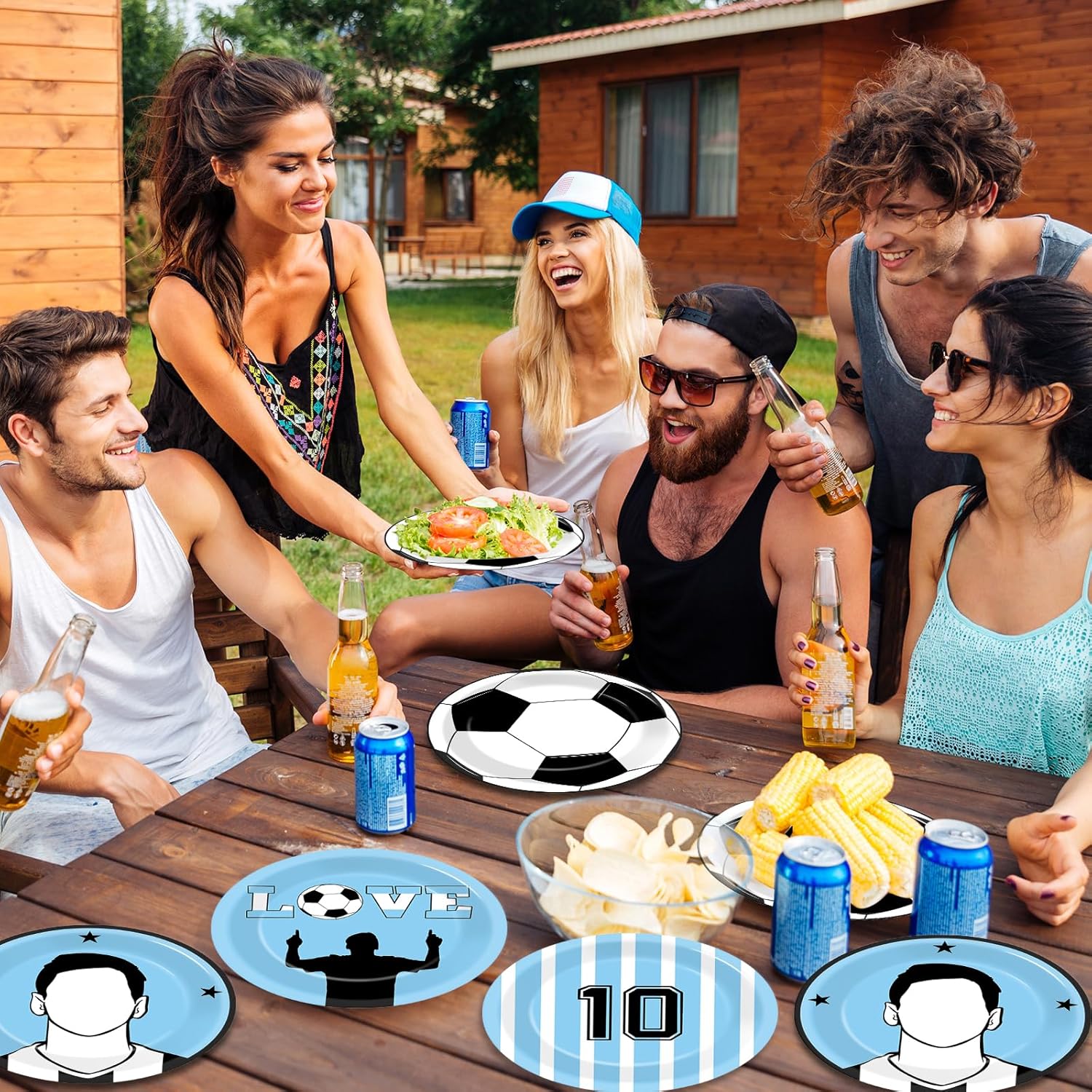 48Pcs Soccer Paper Plates Soccer Star Disposable Dessert Plates Supplies 7Inch Blue and White Sports Ball Plate Sport Party Dinnerware Decorations for Birthday Baby Shower Party Decorations - Image 6