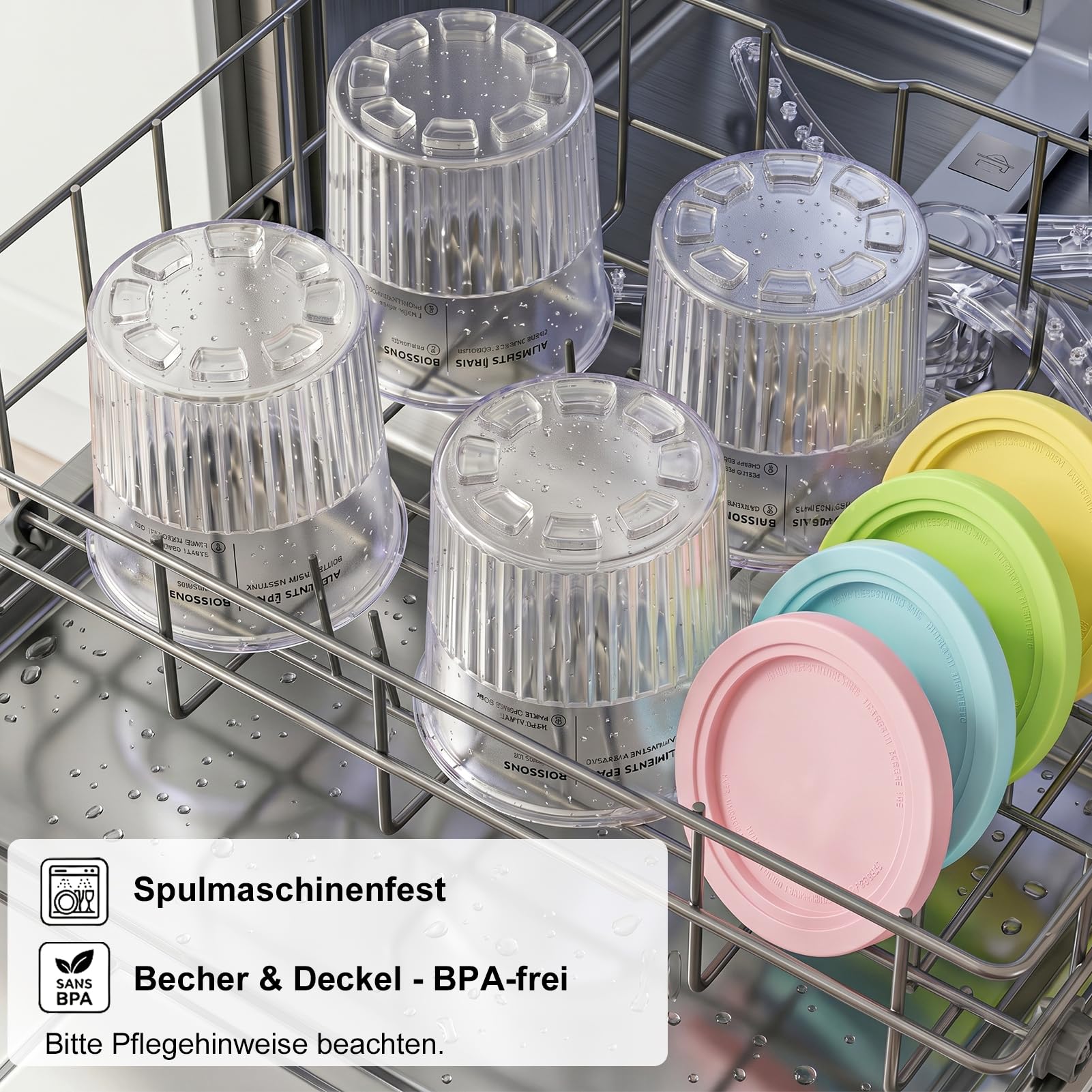 Lot de 4 bacs à glace, pour Ninja Creami Deluxe NC501 & NC500, 710 ml, avec couvercles anti-fuite, sans BPA et passent au lave-vaisselle, accessoires pour sorbetière