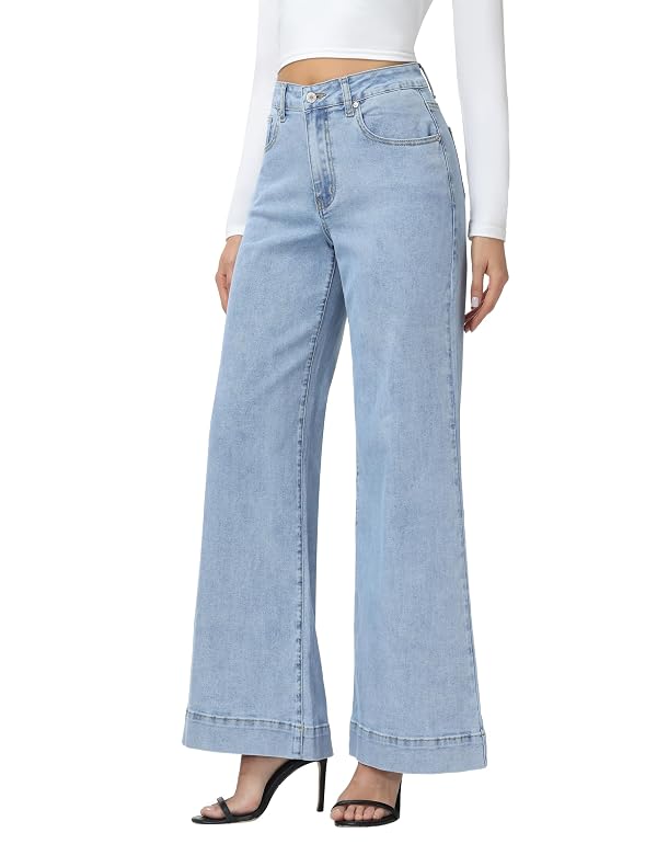 V VOCNI Women's Jeans Wide Leg High Waisted Stretchy Denim Pants LB XL by V VOCNI - Used condition - Image 4