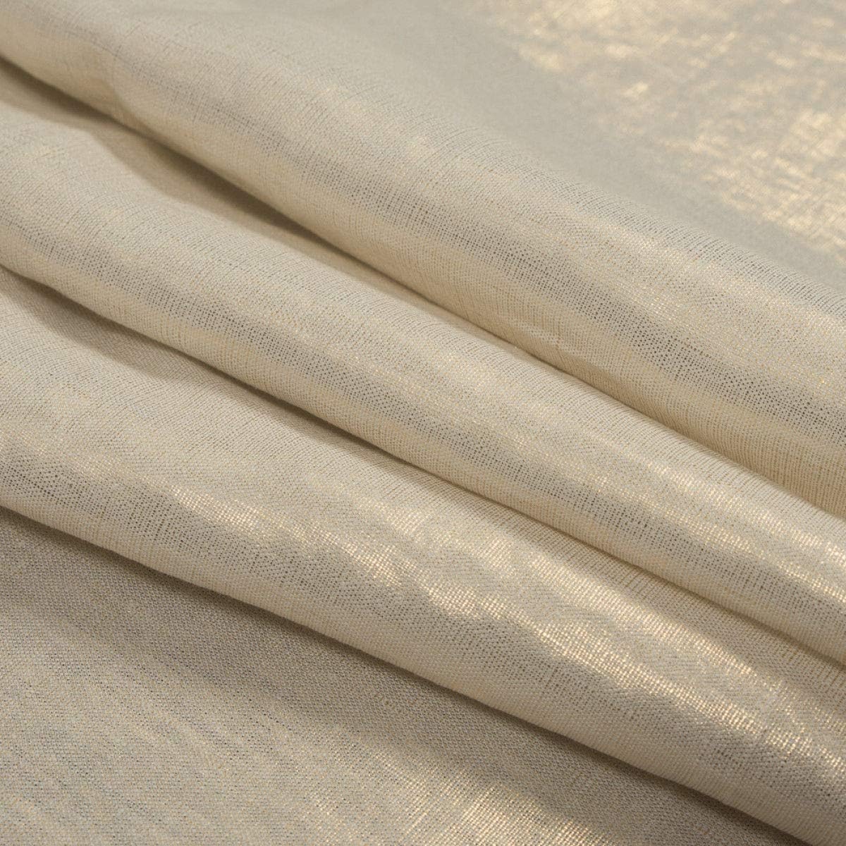 Ivory Medium Weight Linen Woven with Metallic Gold Foil