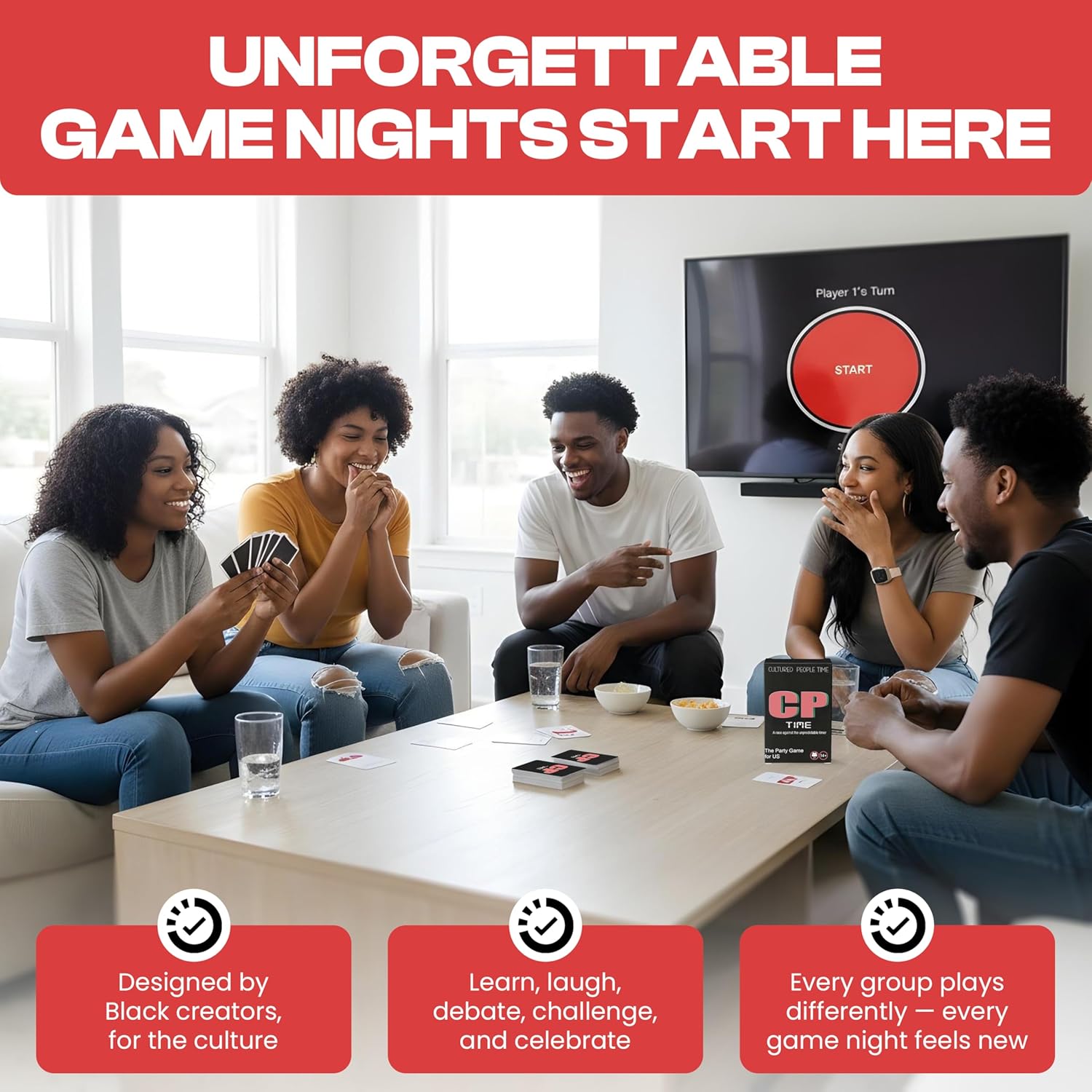 CP TIME Game: A Party Game for US - for The Culture. Beat The *New* More Unpredictable Timer Companion app!, Black Trivia Style, Multiple Categories: Pop Culture, Music, General Knowledge, & More!
