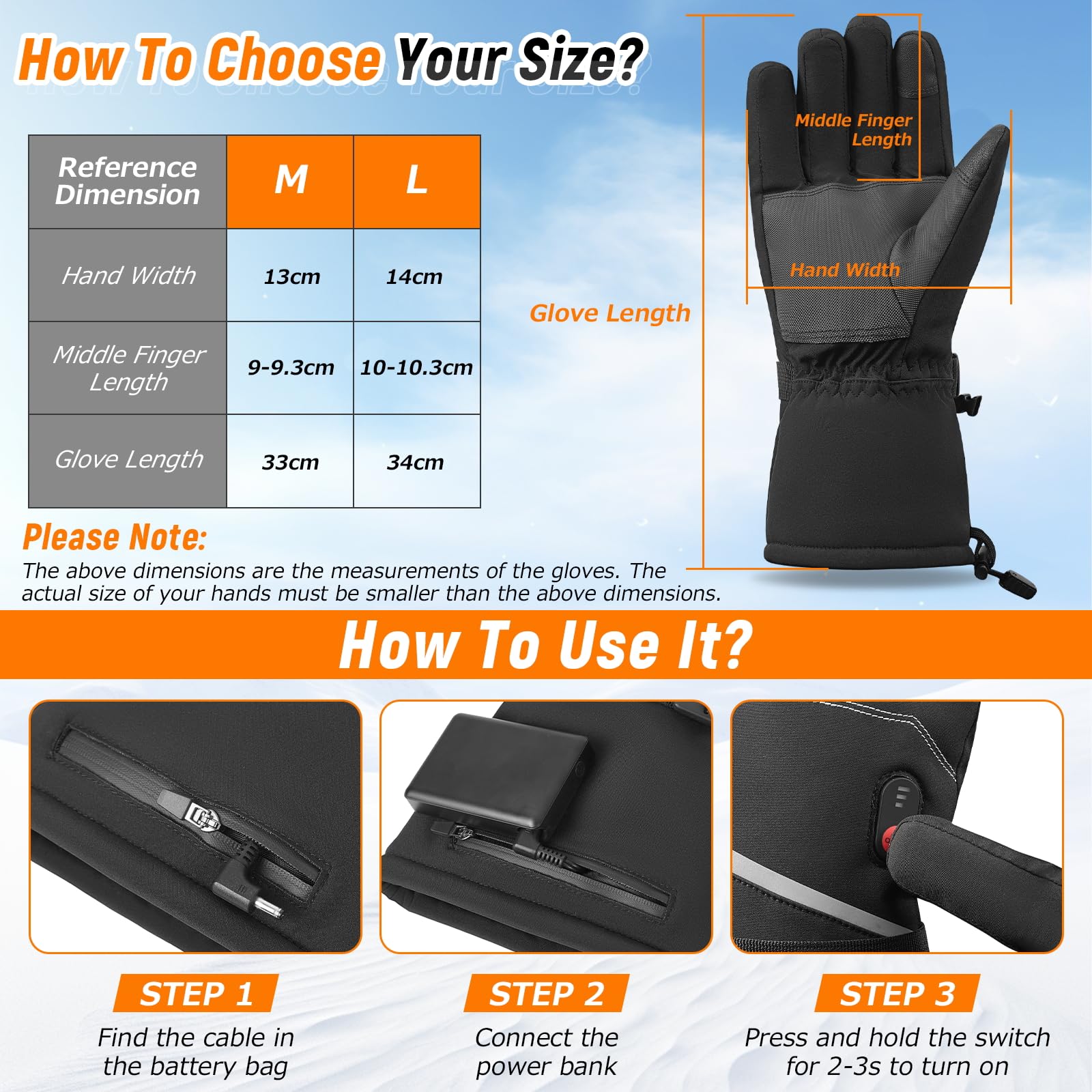 Gants Chauffants pour Hommes et Femmes, Gants Chauffante Électriques avec 7.4V/20000mAh Rechargeable Batterie, Gant Chauds pour Hiver Moto Snowboard Randonnée Cyclisme Randonnée Course à Pied