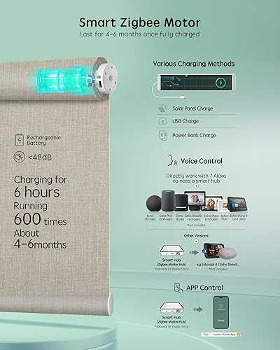 Miniatura 81 de Yoolax Persianas motorizadas con control remoto, persianas inteligentes opacas de tela motorizada funcionan con Alexa, persianas automáticas