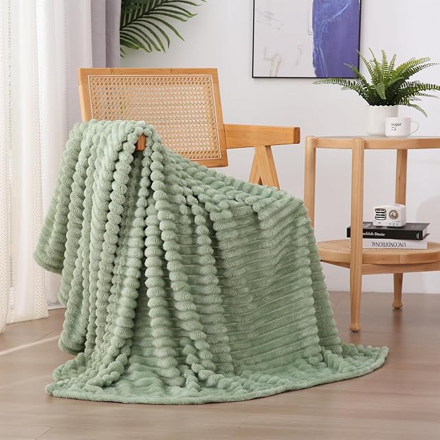 Sage Green Fleece Throw Blanket 50 60 for Couch Sofa Bed Super Soft Cozy Plush Microfiber Flannel Blanket