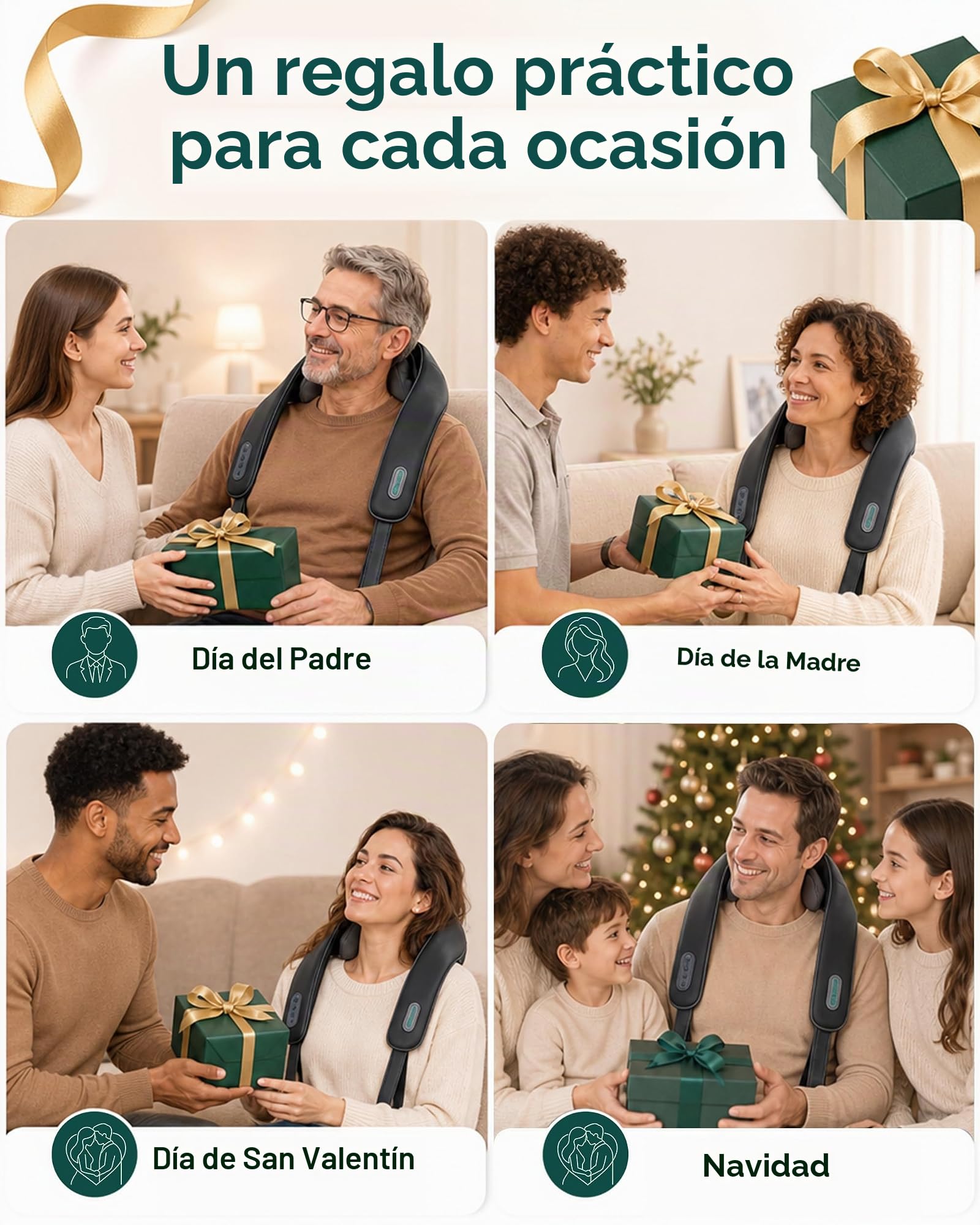 Snailax Masajeador de cuello inalámbrico 4D mejorado con calor, masajeador de cuello shiatsu eléctrico con amasador, masajeador para cuello, hombros, espalda, piernas, regalos para hombres y mujeres