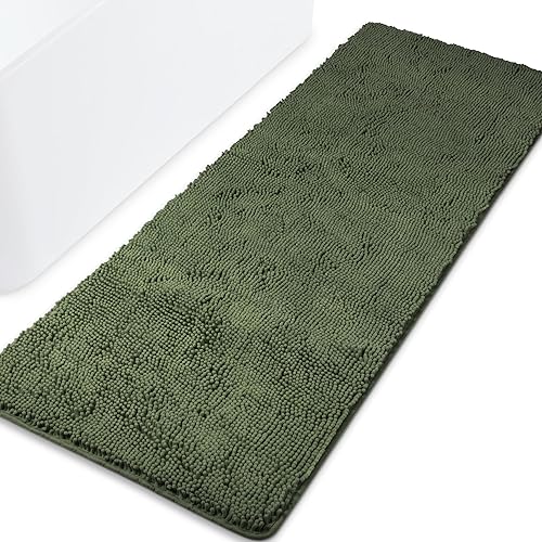 Miniatura 70 de Yeaban Alfombras de baño gris oscuro – Gruesas alfombras de baño de chenilla | Alfombras de baño absorbentes y lavables antideslizantes, alfombras