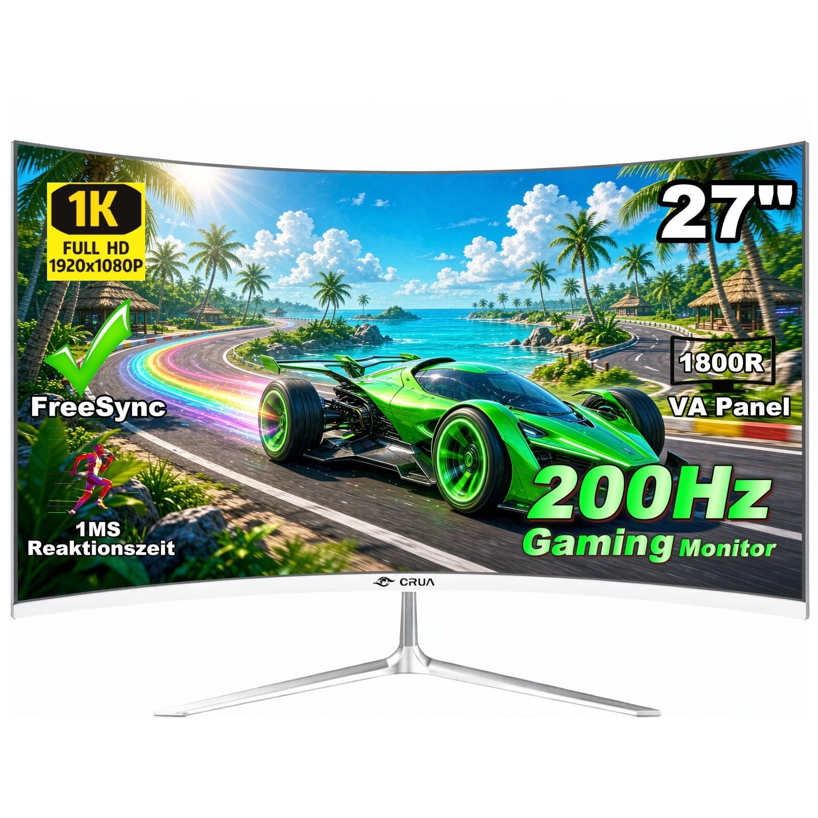 CRUA 27'' Curved Gaming-Monitor, FHD 1080p