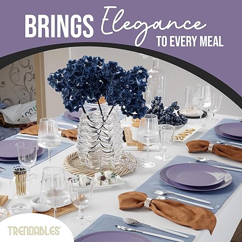Miniatura 5 de Trendables Juego de vajilla de 80 piezas desechables para 40 invitados, incluye platos de postre de 40 x 8 y 40 x 10 platos de cena morados. Platos