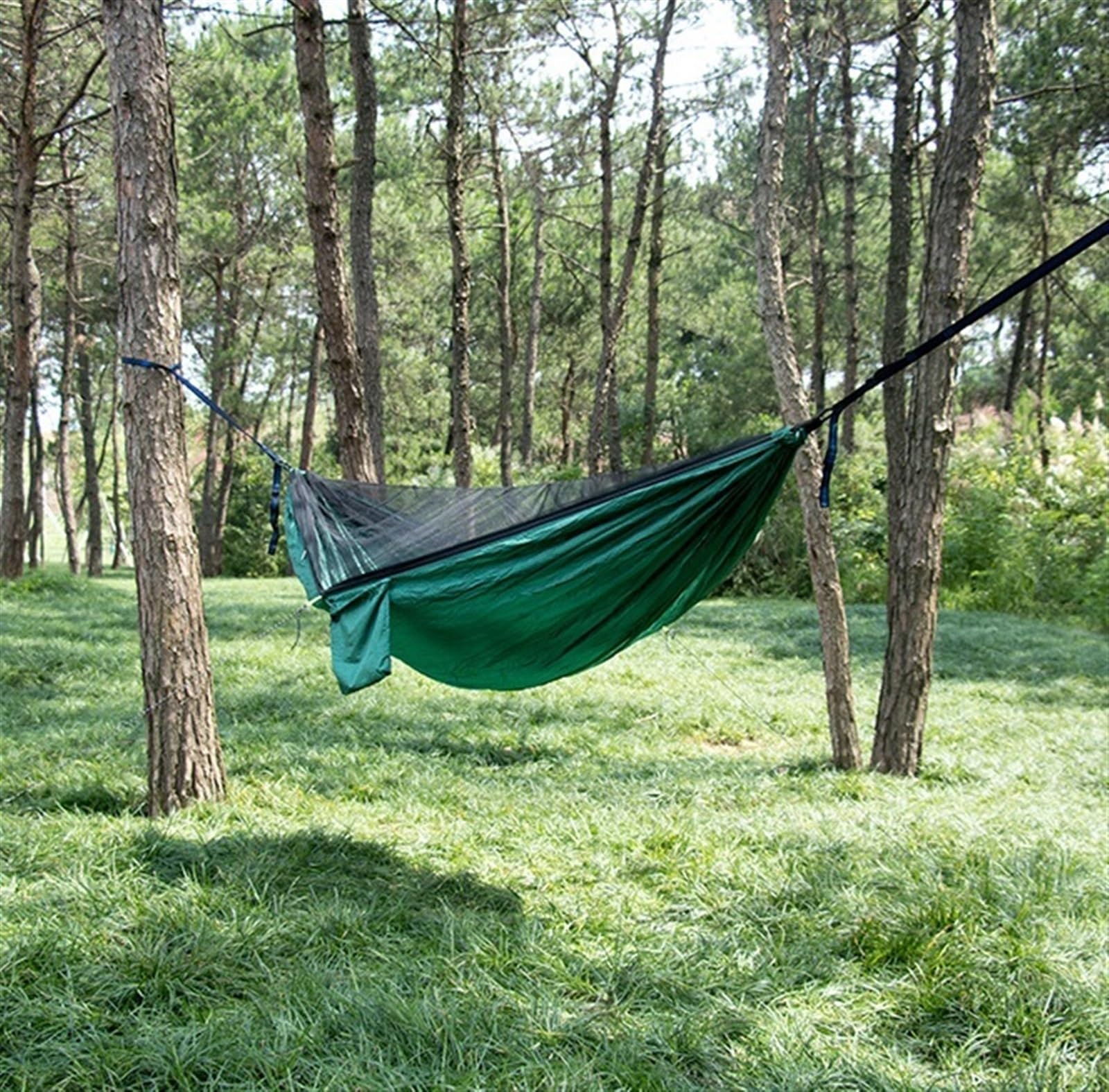 Hamak Ultralekki, Hammock Hamak Kempingowy 290x140 Cm, Niezbędnik, Lekki Przenośny Podwójny I Pojedynczy Z Paskami Na Drzewo na Kemping, na Zewnątrz(B)